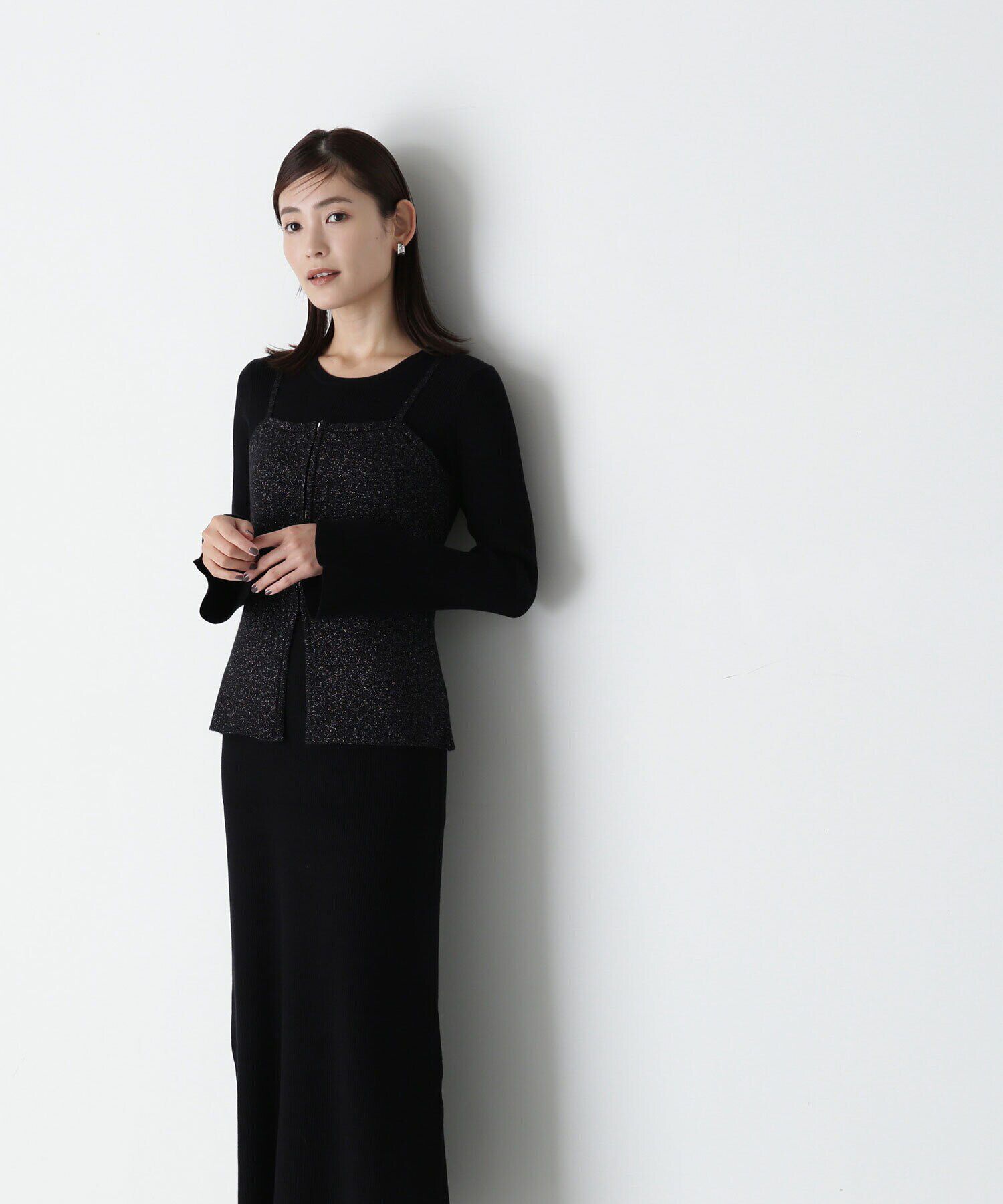  「ジップビスチェ＆ナローニットワンピース」|ワンピース|