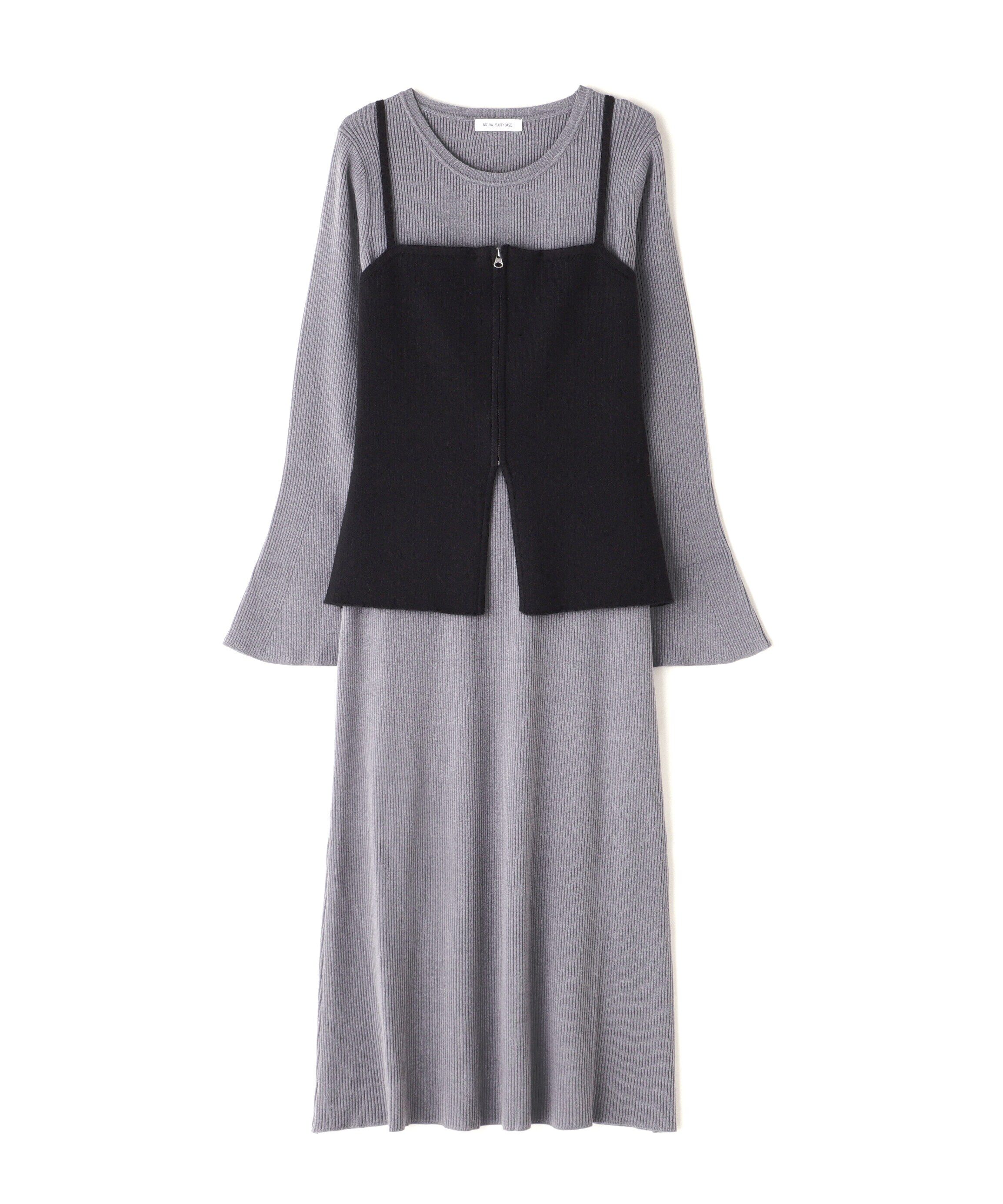  「ジップビスチェ＆ナローニットワンピース」|ワンピース|