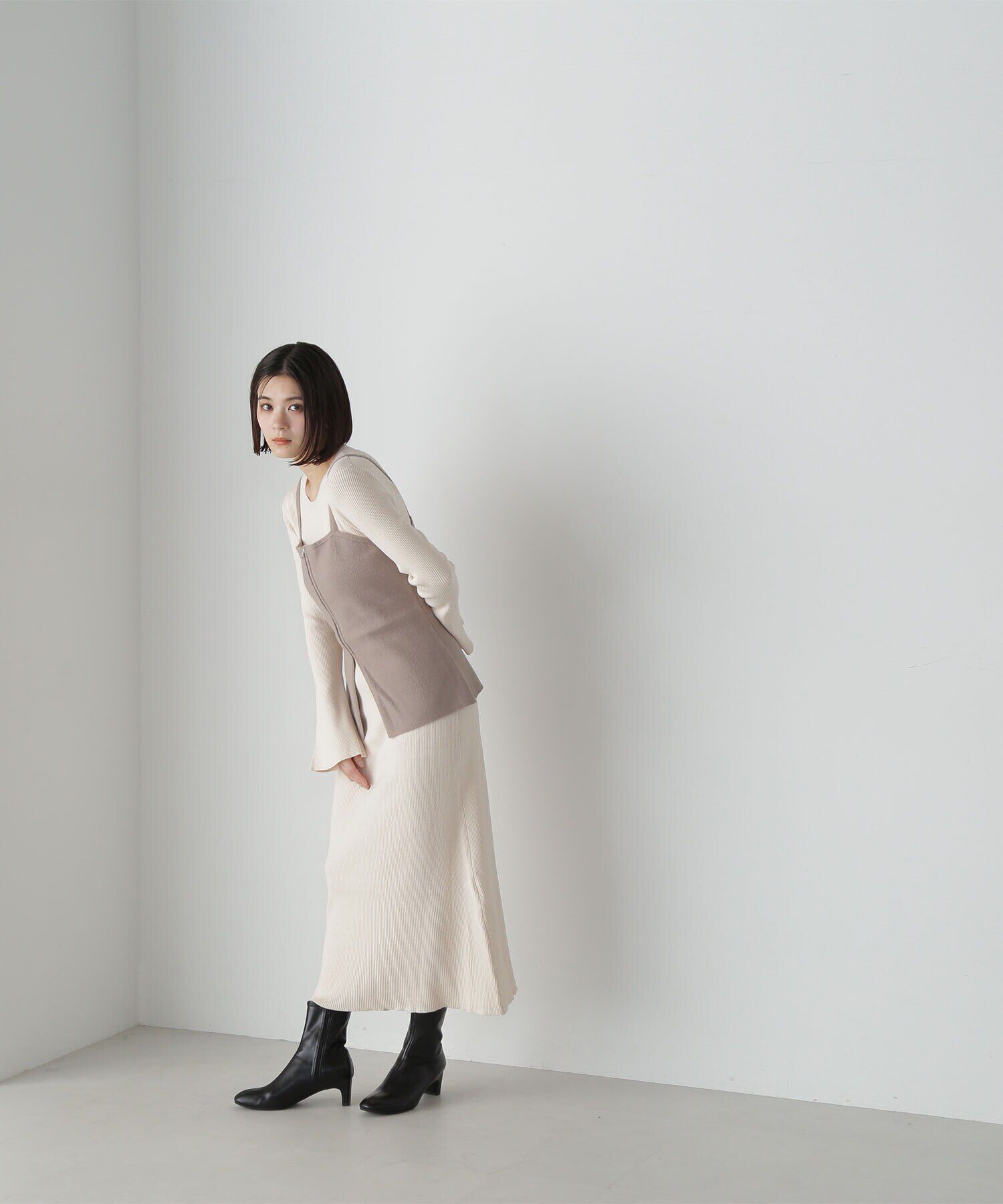  「ジップビスチェ＆ナローニットワンピース」|ワンピース|