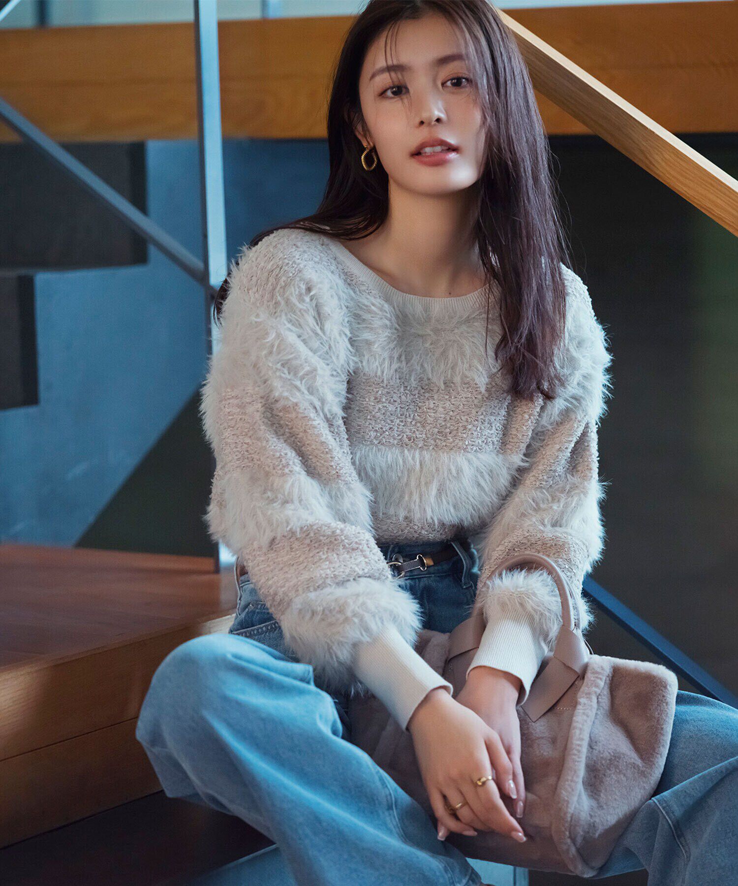  「フェザーミックスツイードニット　24AW」|ニット・セーター|ベージュ