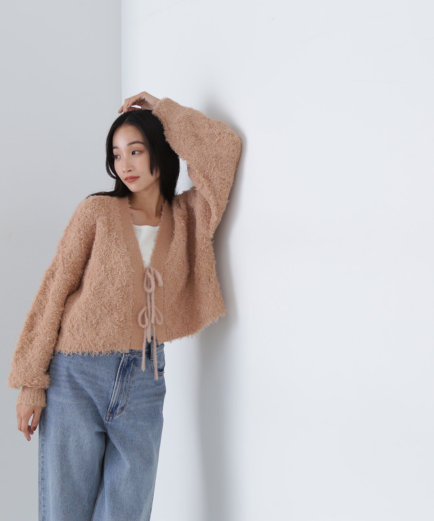  「フロントリボンショートカーディガン　24AW」|ニット・セーター|