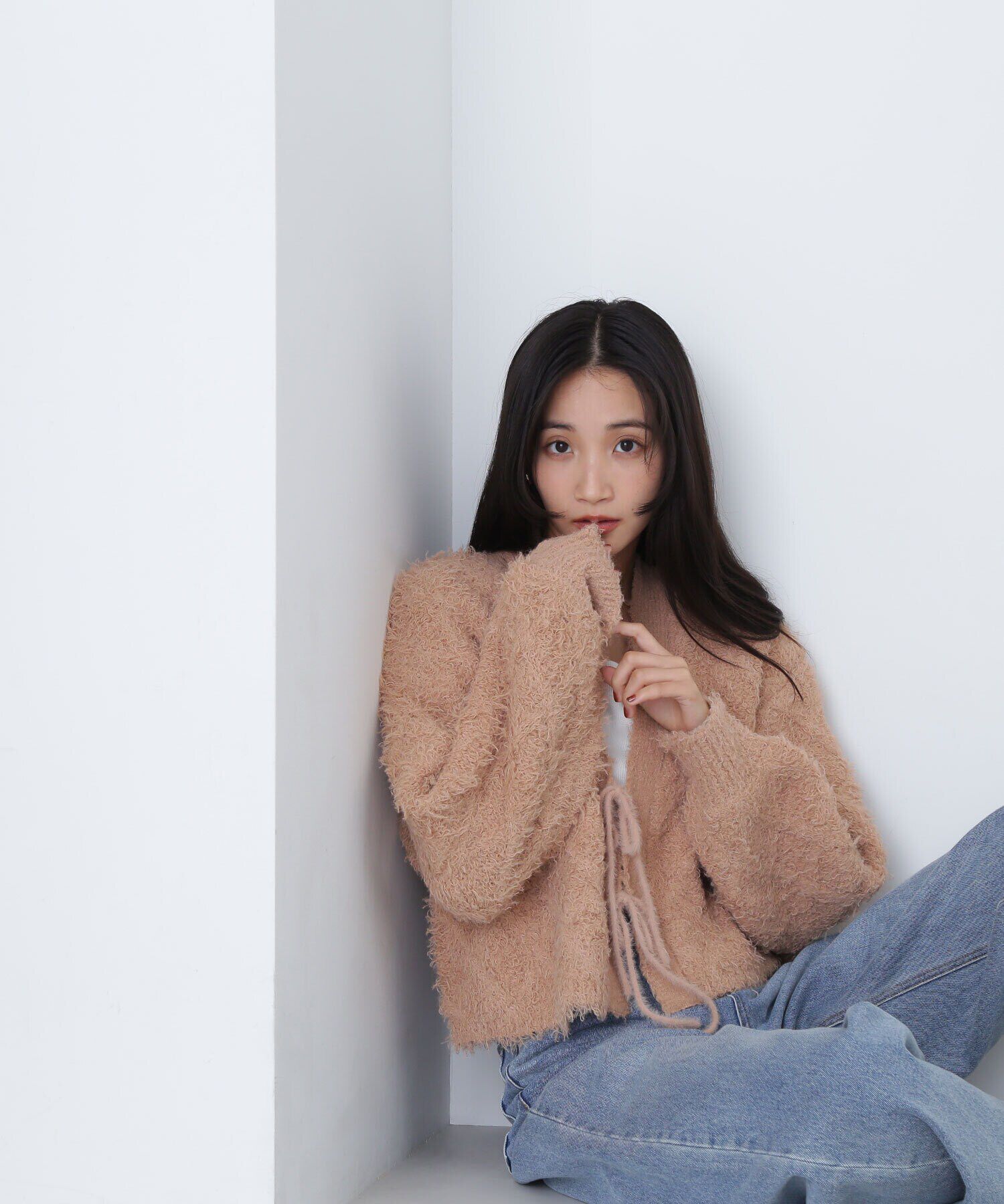  「フロントリボンショートカーディガン　24AW」|ニット・セーター|