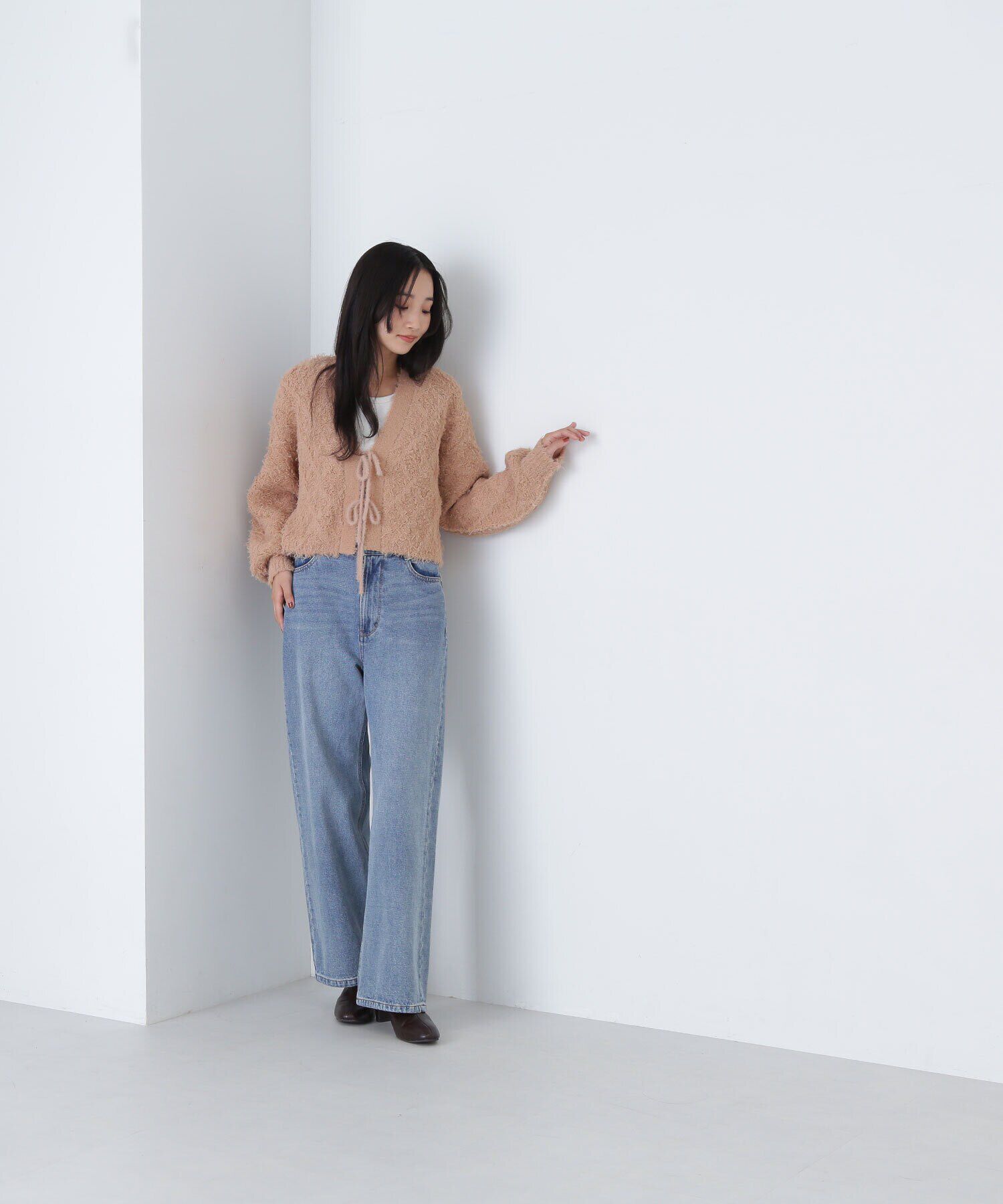  「フロントリボンショートカーディガン　24AW」|ニット・セーター|