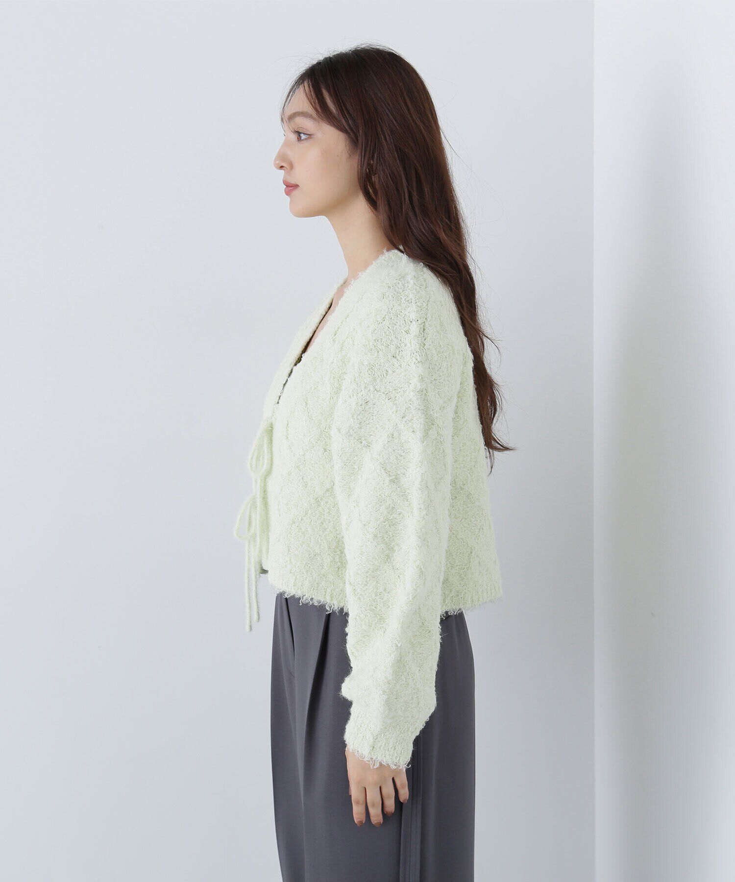  「フロントリボンショートカーディガン　24AW」|ニット・セーター|