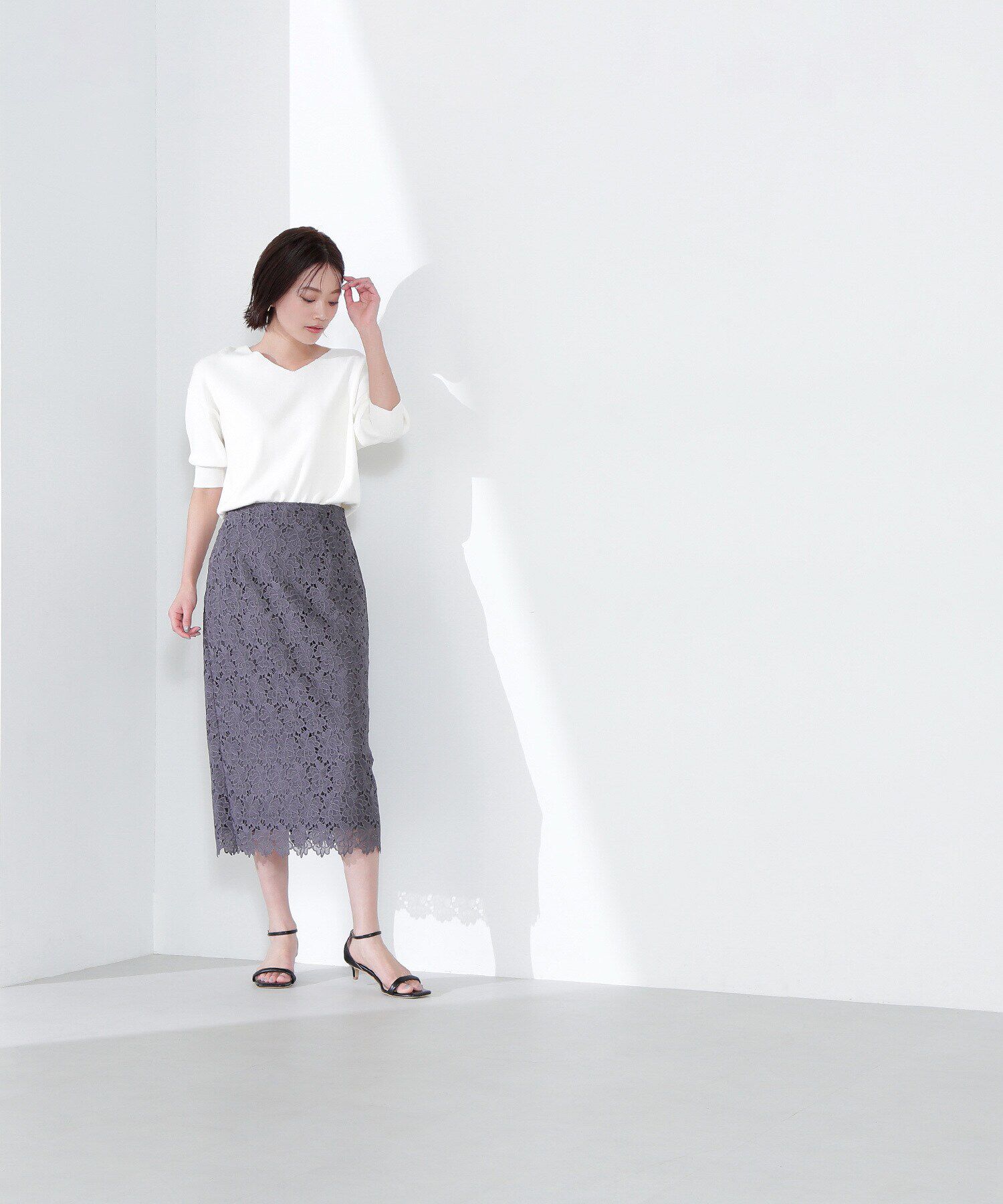  「フラワーレースタイトスカート」|スカート|