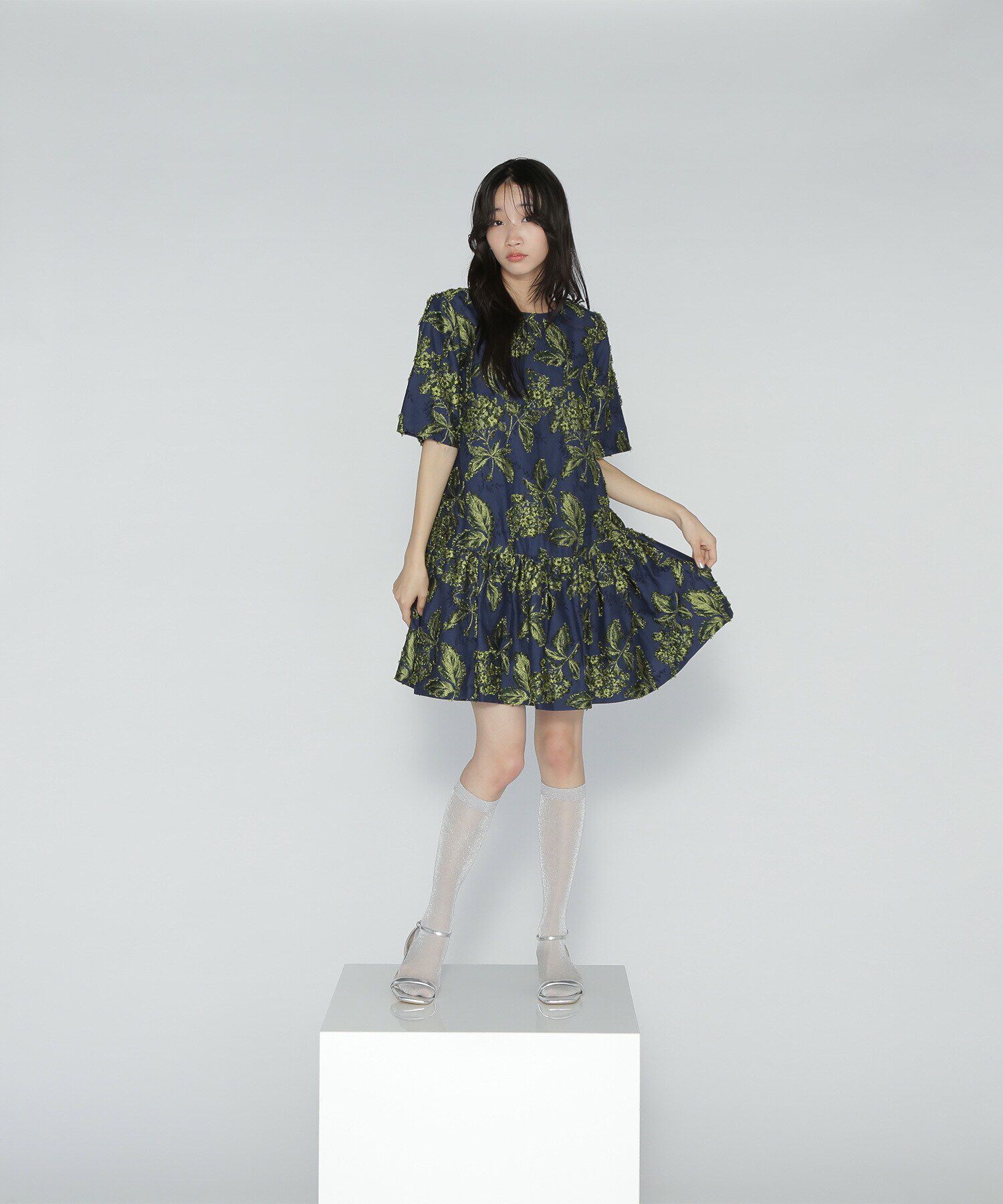  「カットジャガードミニワンピース」|ワンピース|
