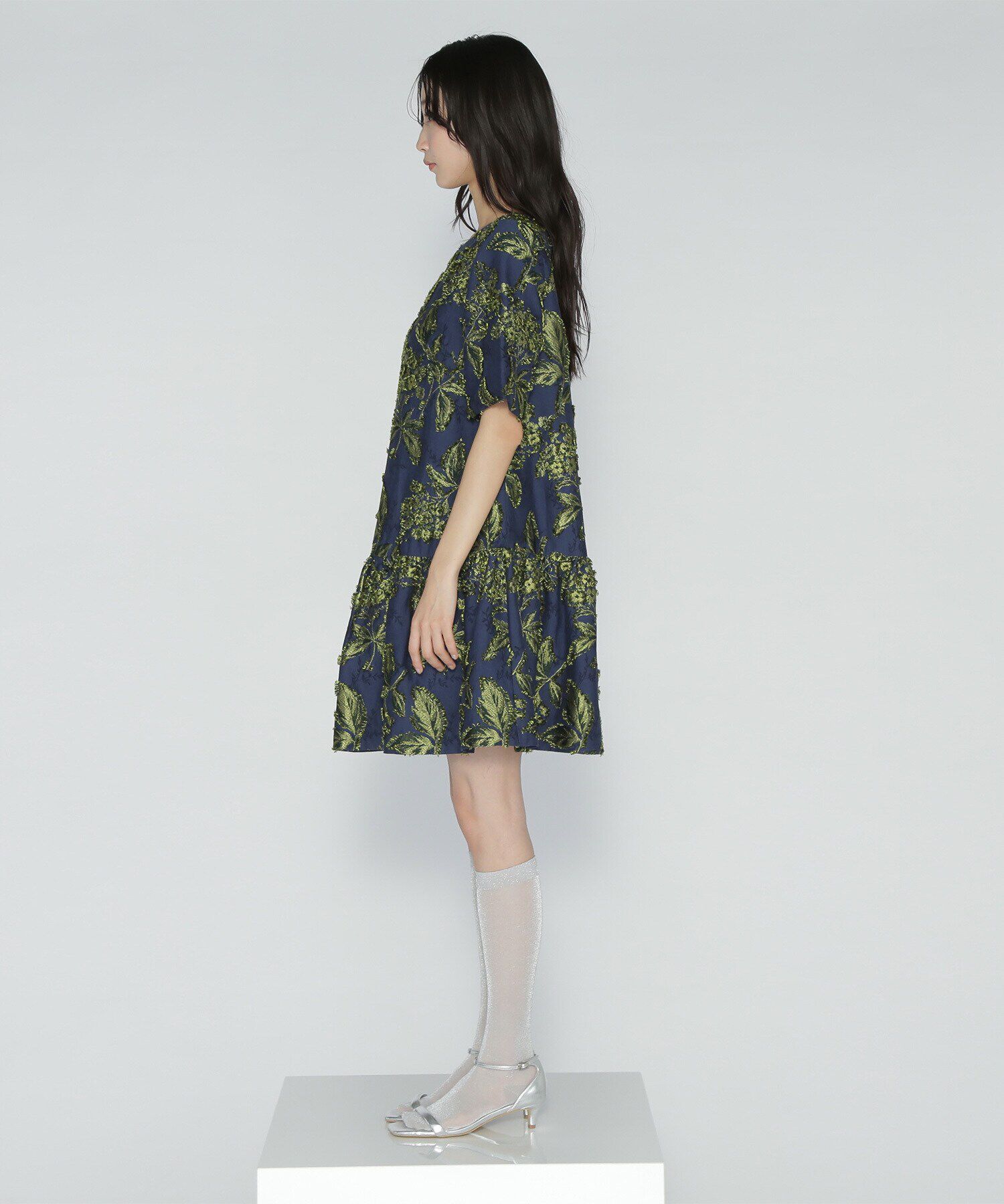  「カットジャガードミニワンピース」|ワンピース|