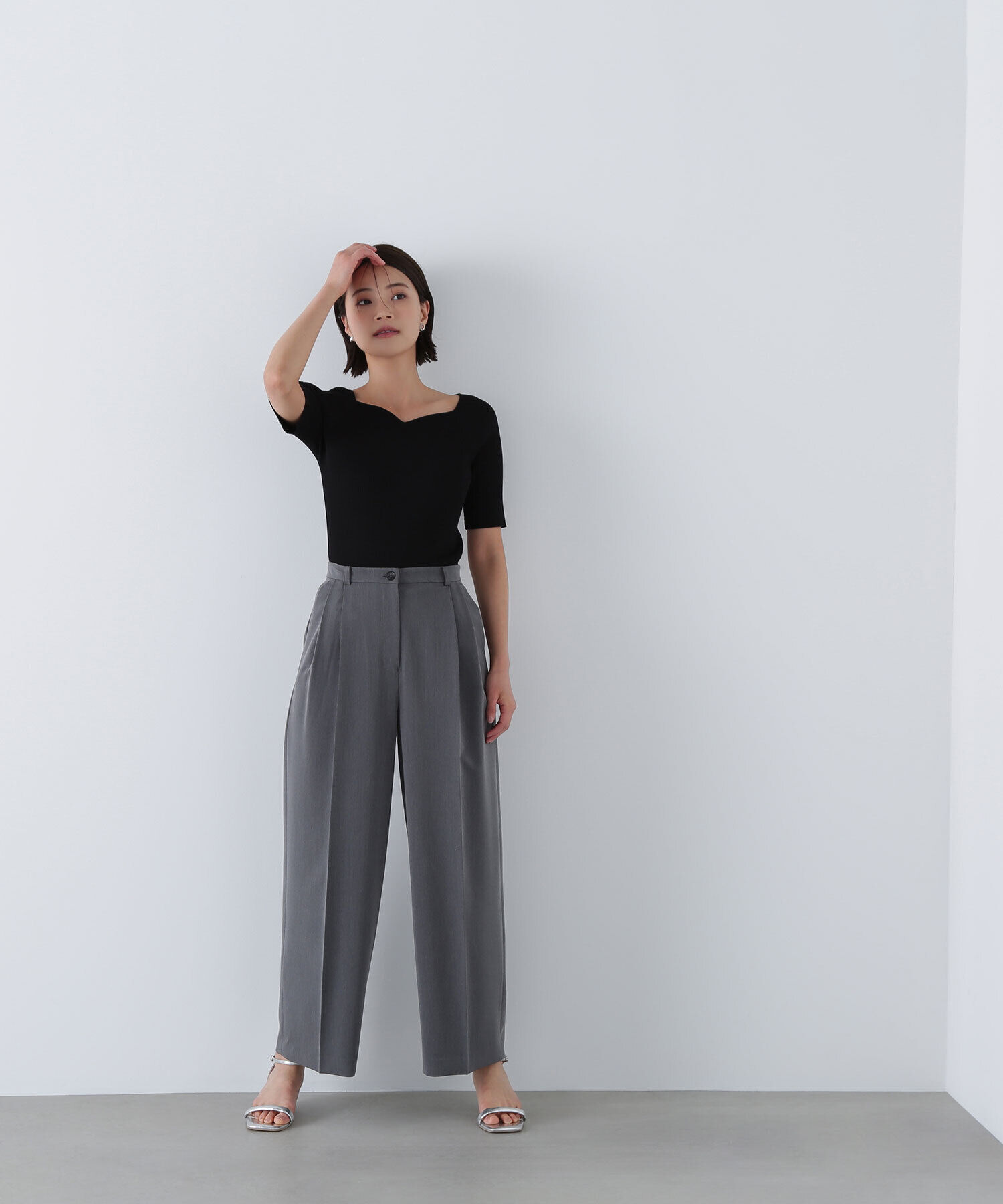  「＜骨格ナチュラル＞ツータックワイドパンツ」|その他|