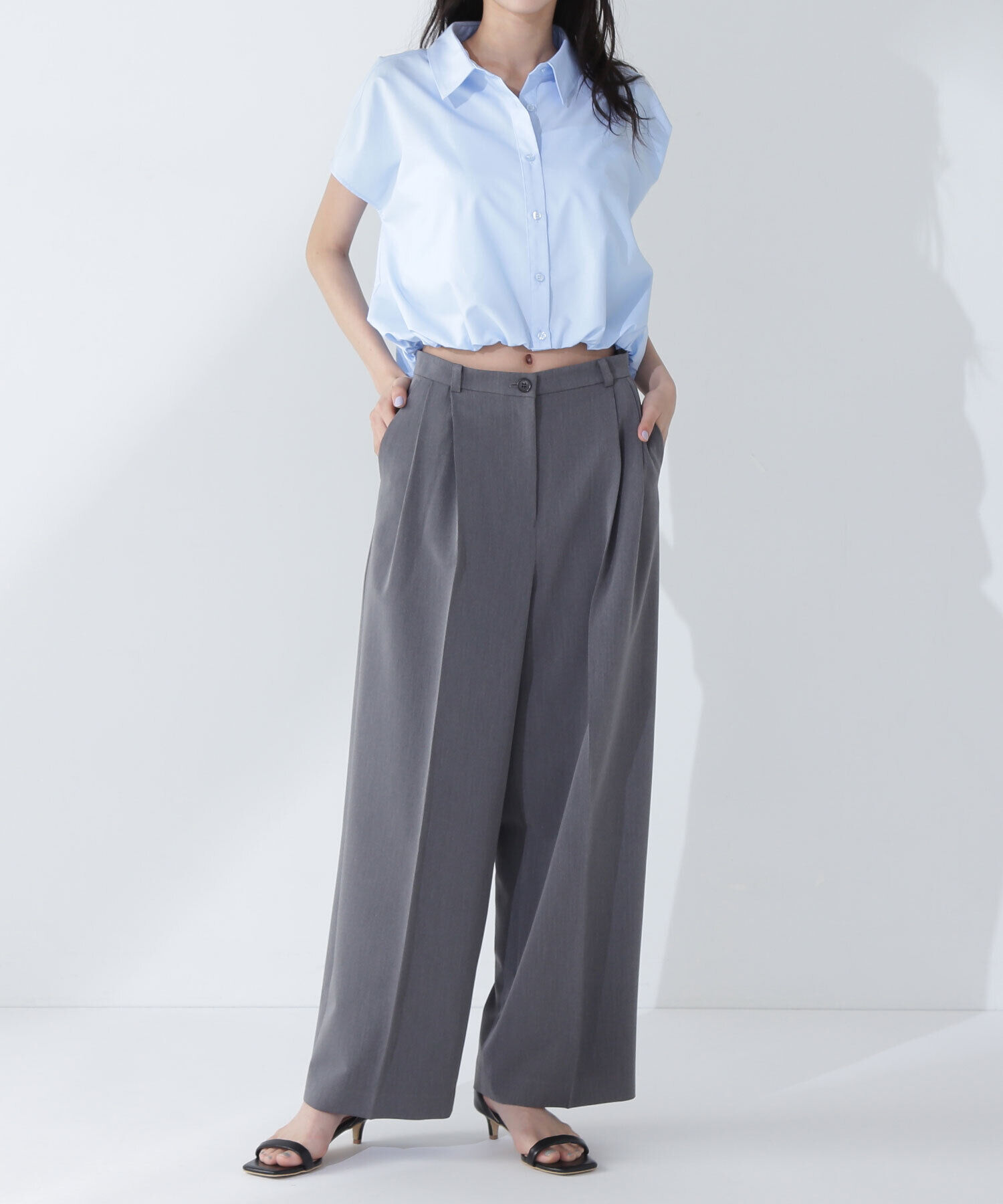  「＜骨格ナチュラル＞ツータックワイドパンツ」|その他|