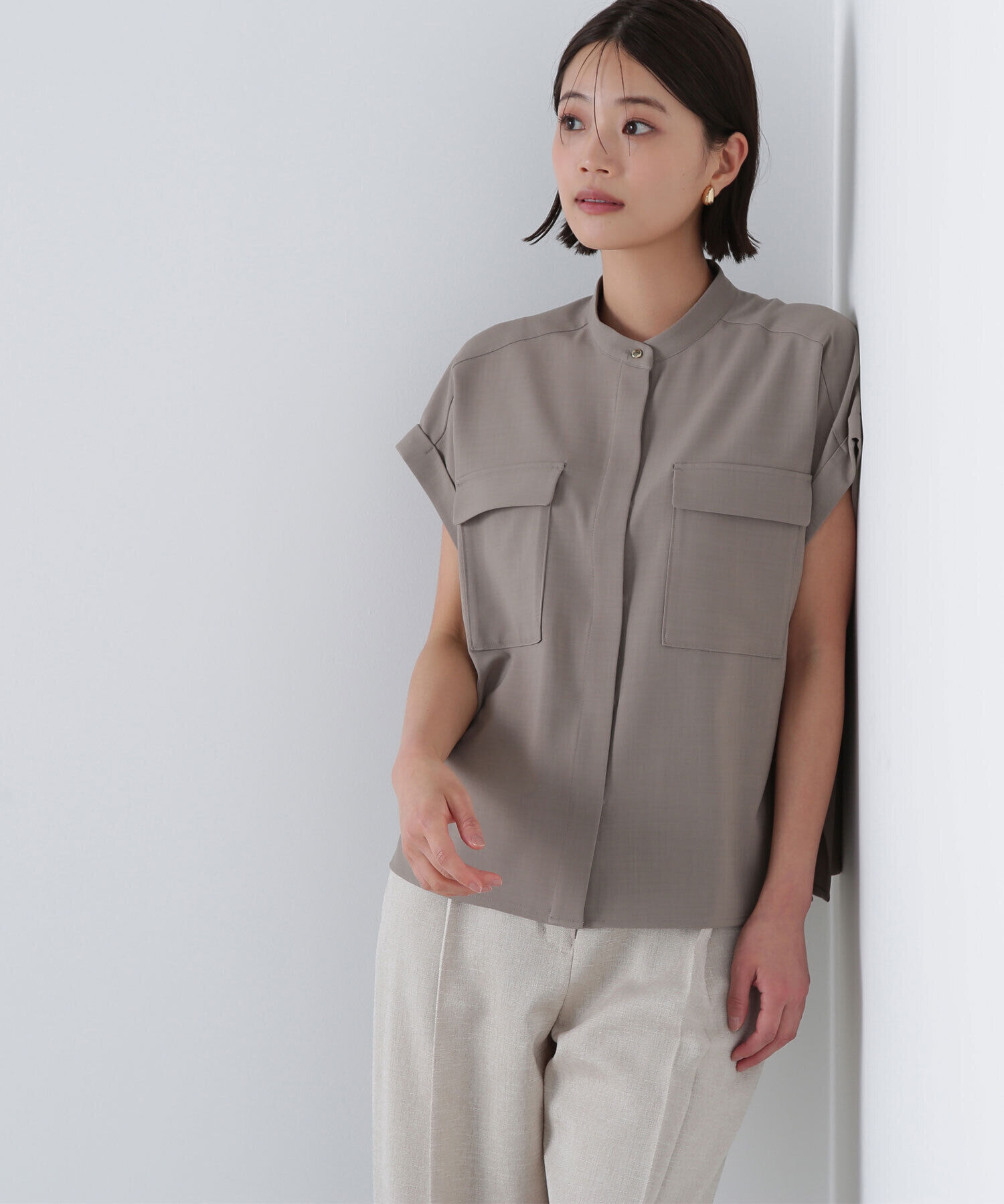  「ドライタッチダブルポケットブラウス」|シャツ・ブラウス|