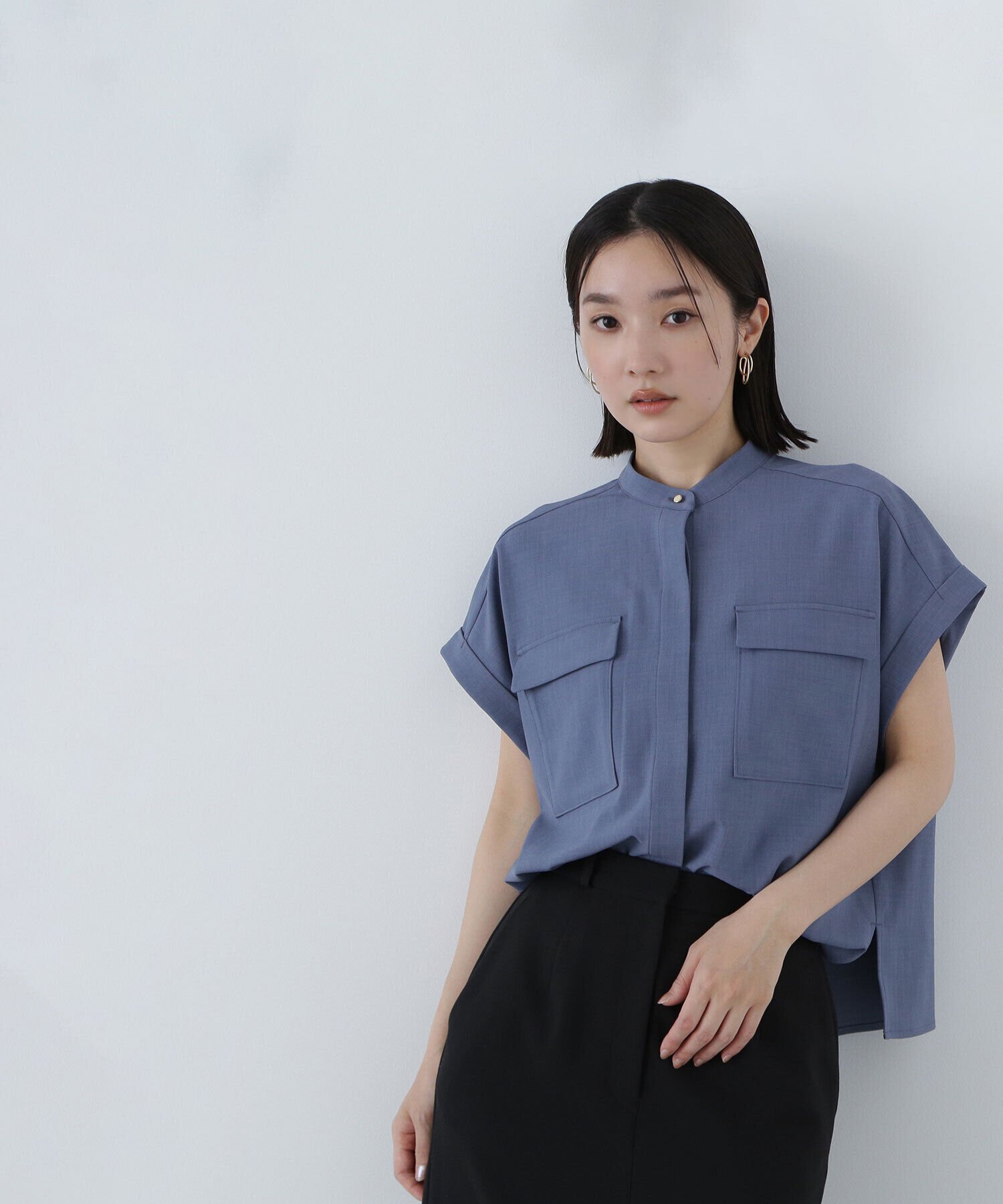  「ドライタッチダブルポケットブラウス」|シャツ・ブラウス|