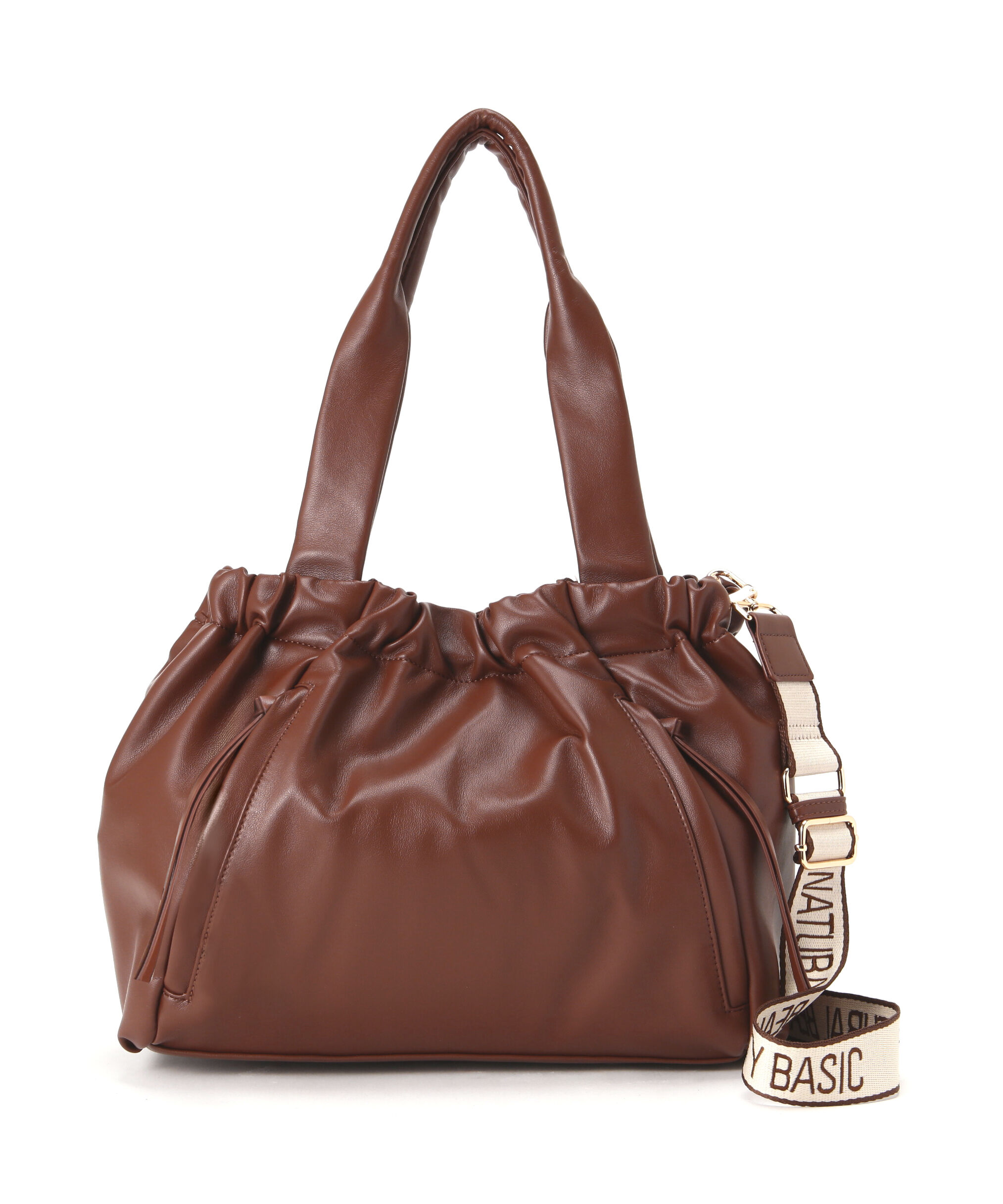  「ギャザリングフェイクレザー2wayトートバッグ」|トートバッグ|