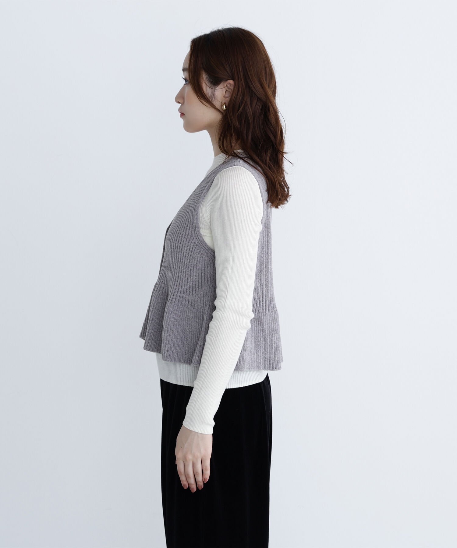  「ペプラムベスト＆リブニット」|ニット・セーター|