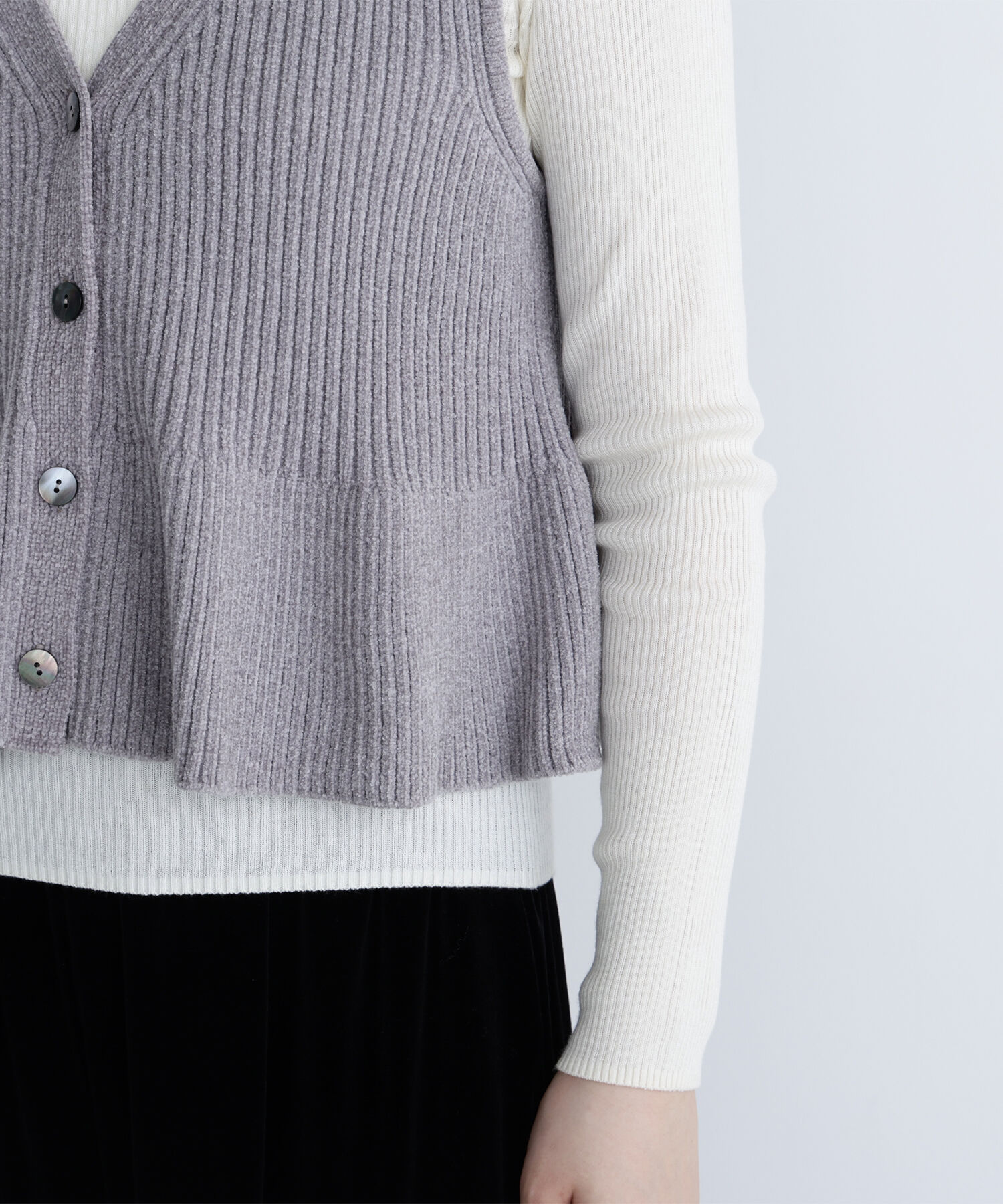  「ペプラムベスト＆リブニット」|ニット・セーター|