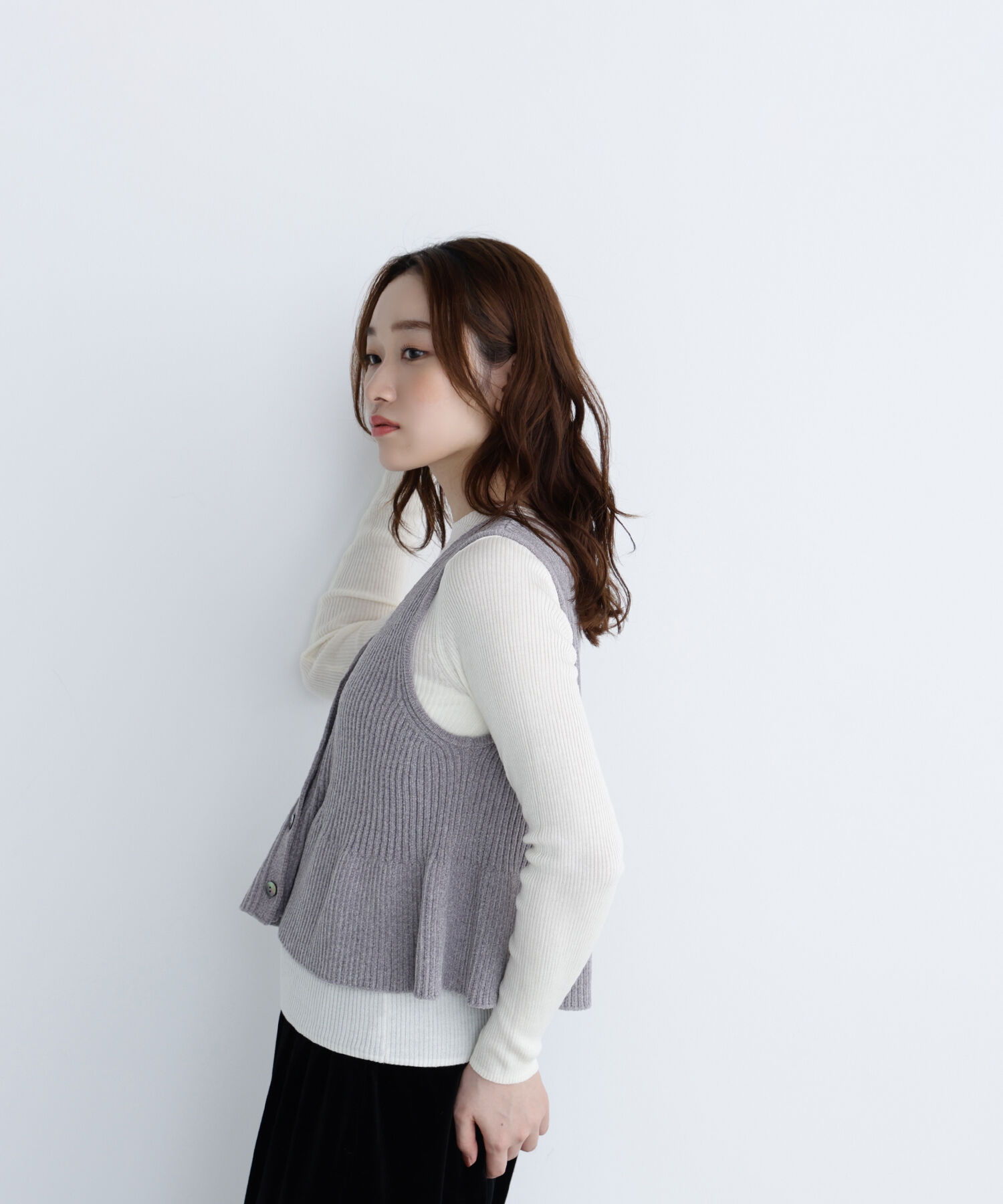  「ペプラムベスト＆リブニット」|ニット・セーター|