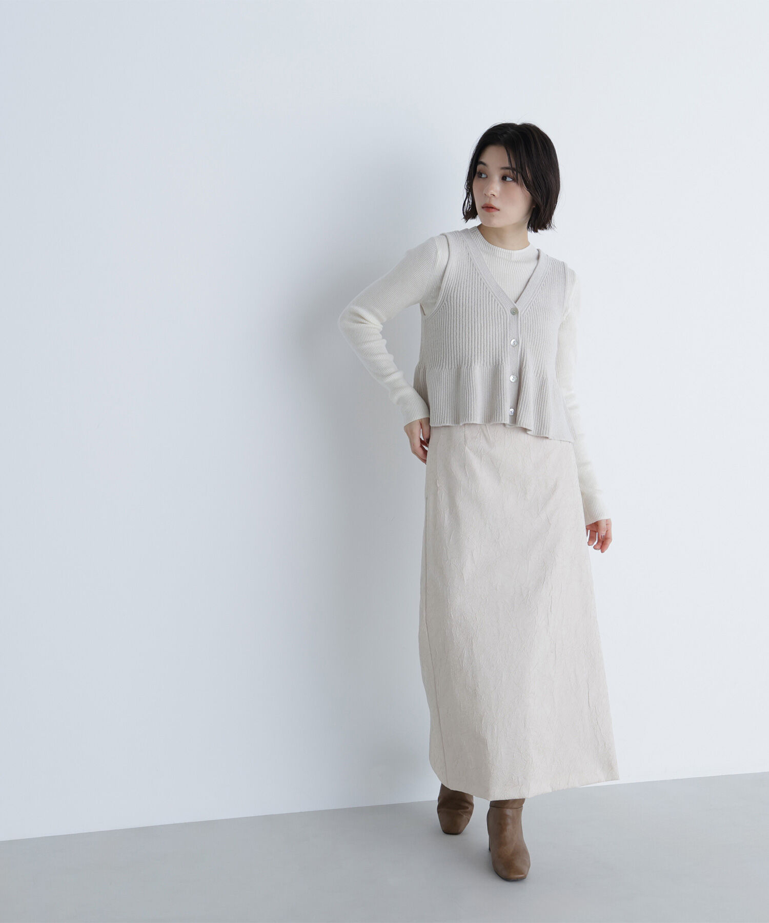  「ペプラムベスト＆リブニット」|ニット・セーター|