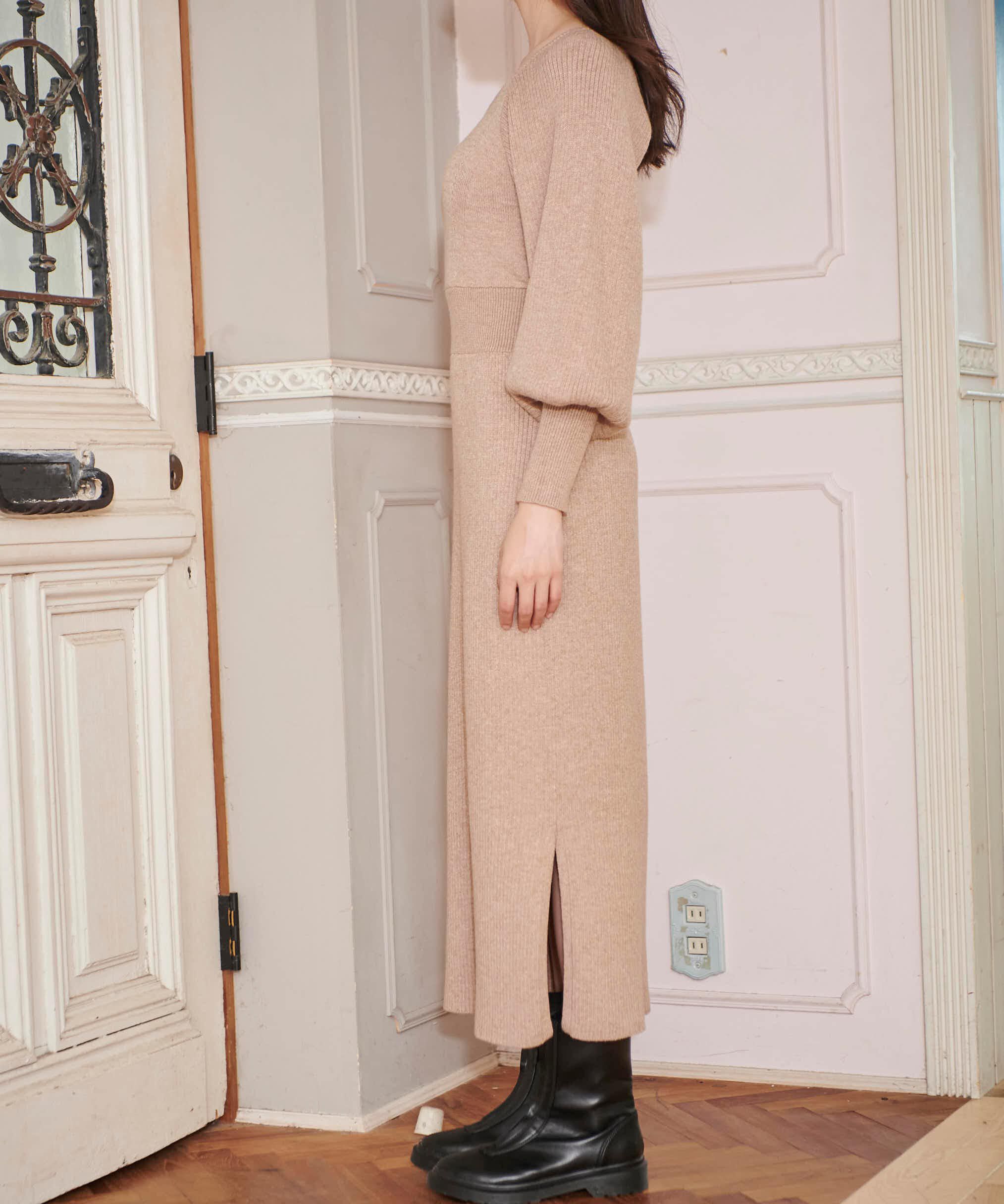  「バックリボンパフスリーブニットワンピース」|ワンピース|