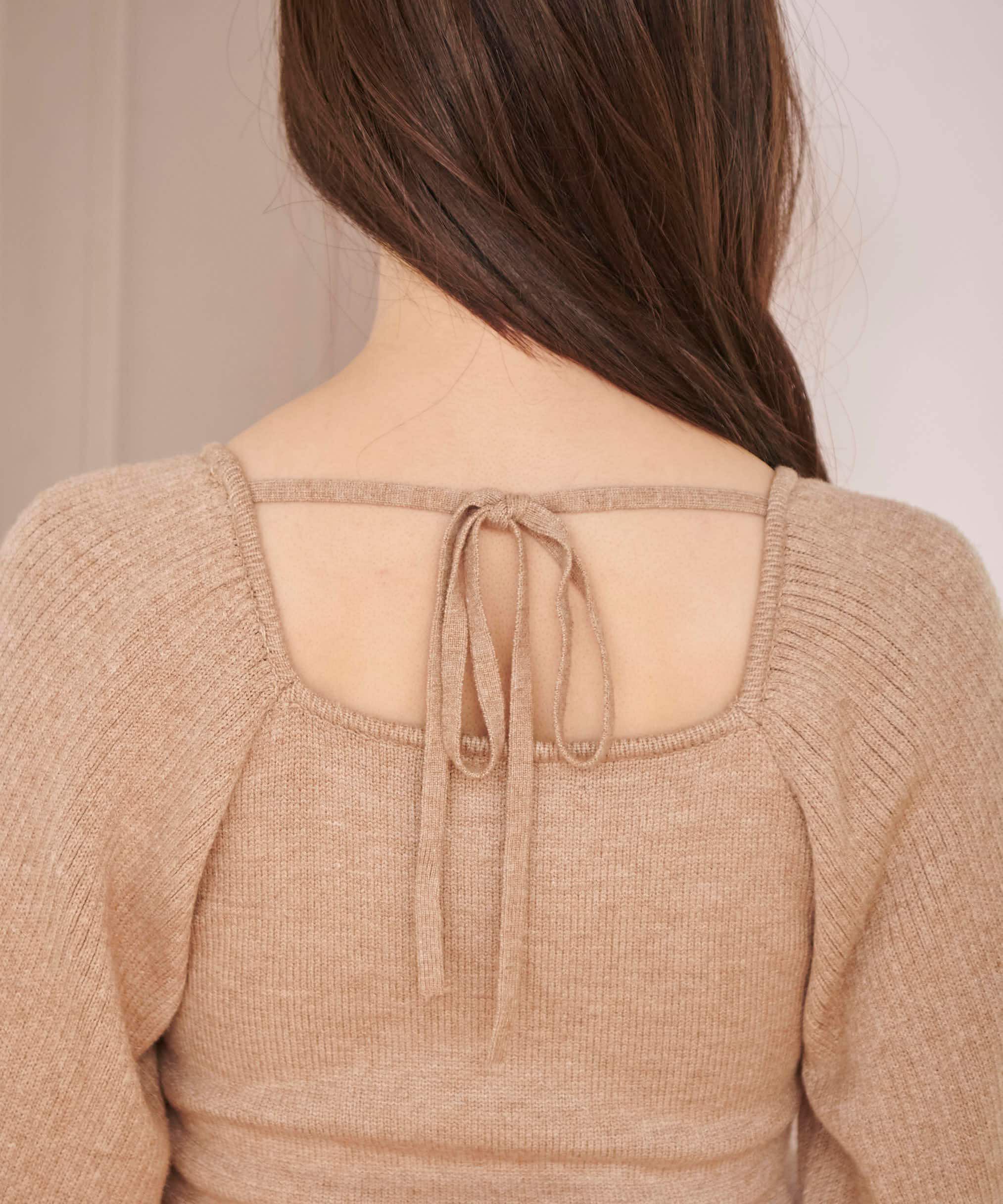  「バックリボンパフスリーブニットワンピース」|ワンピース|