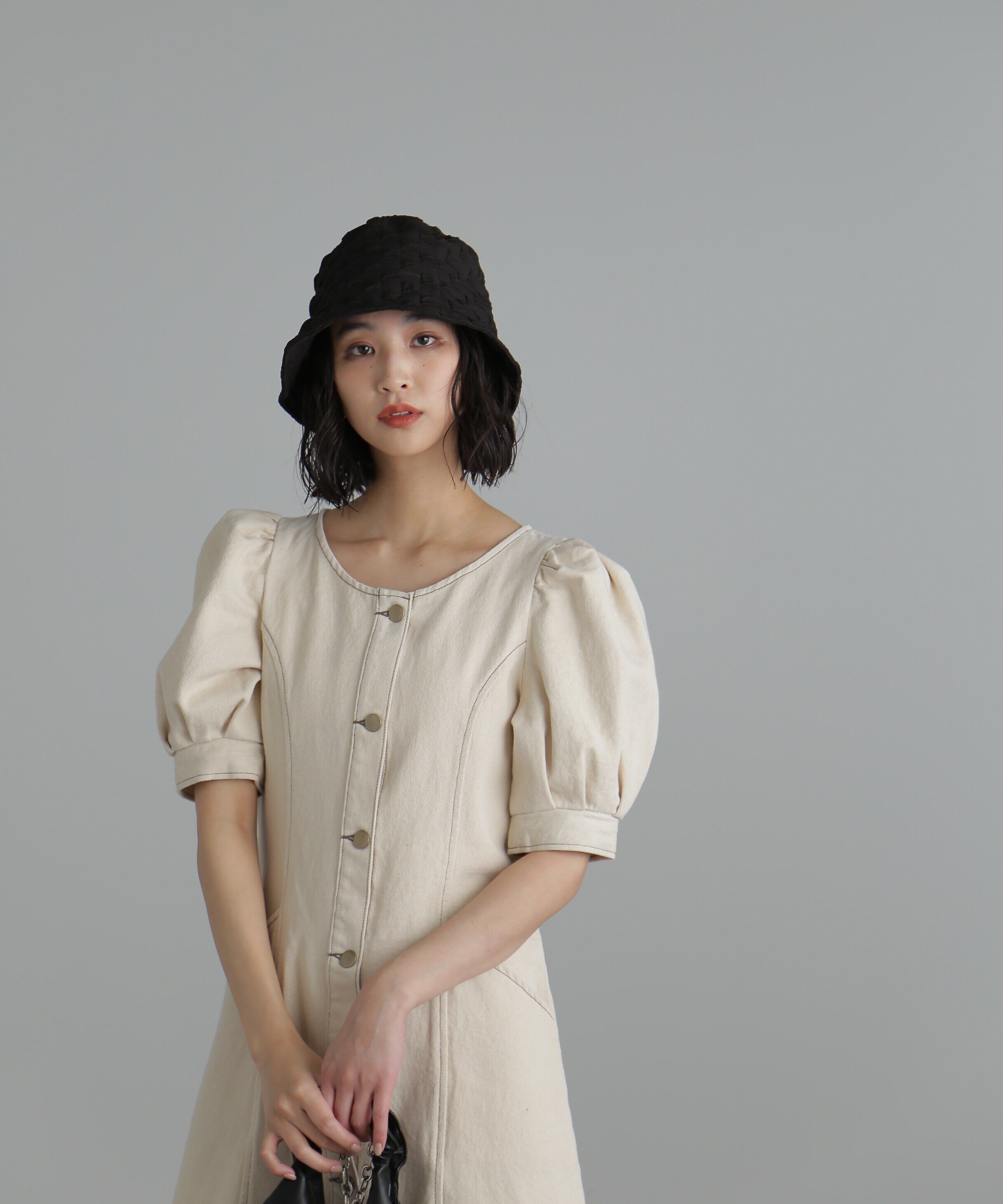  「クルーネックデニムミニワンピース」|ワンピース|