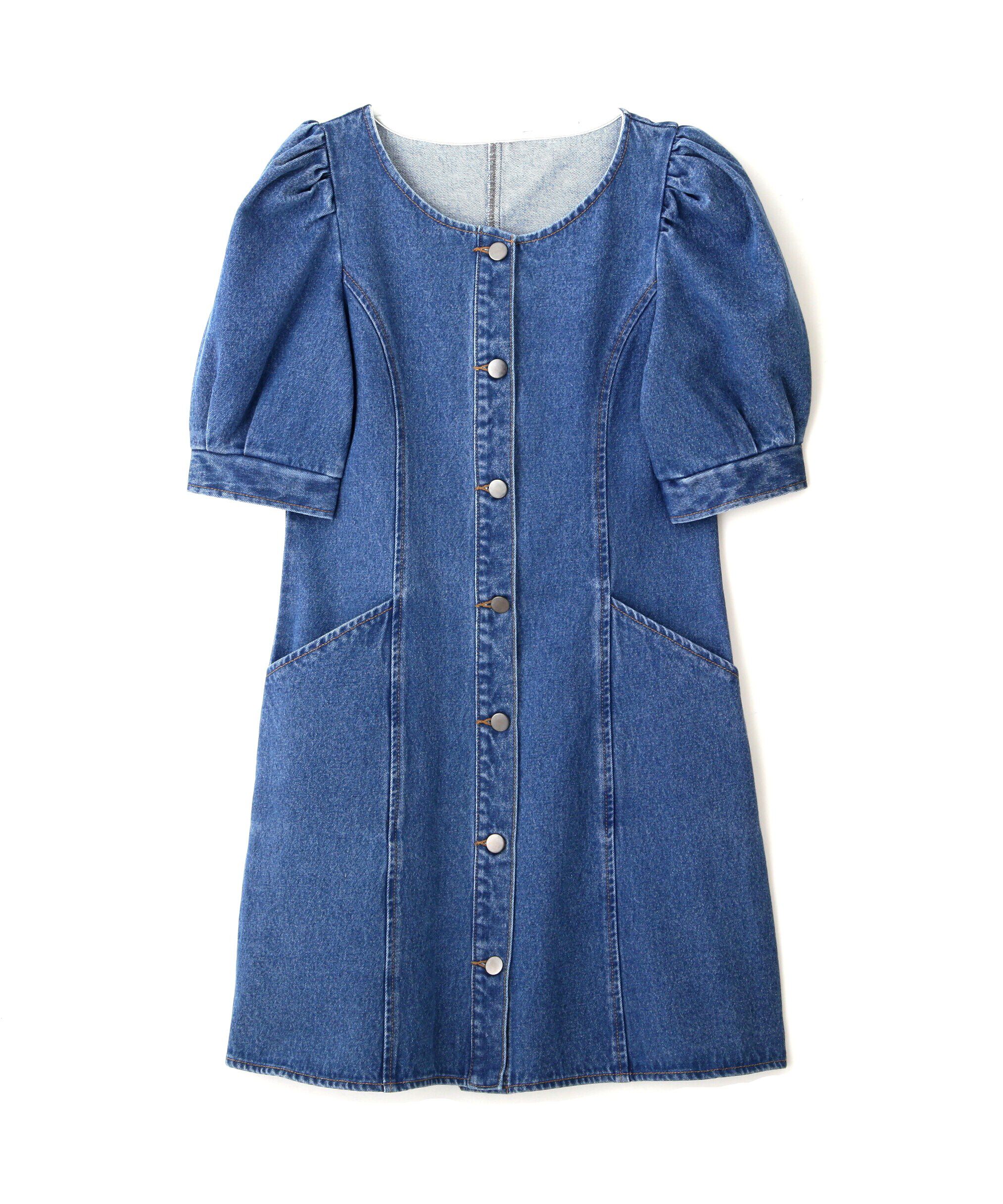  「クルーネックデニムミニワンピース」|ワンピース|