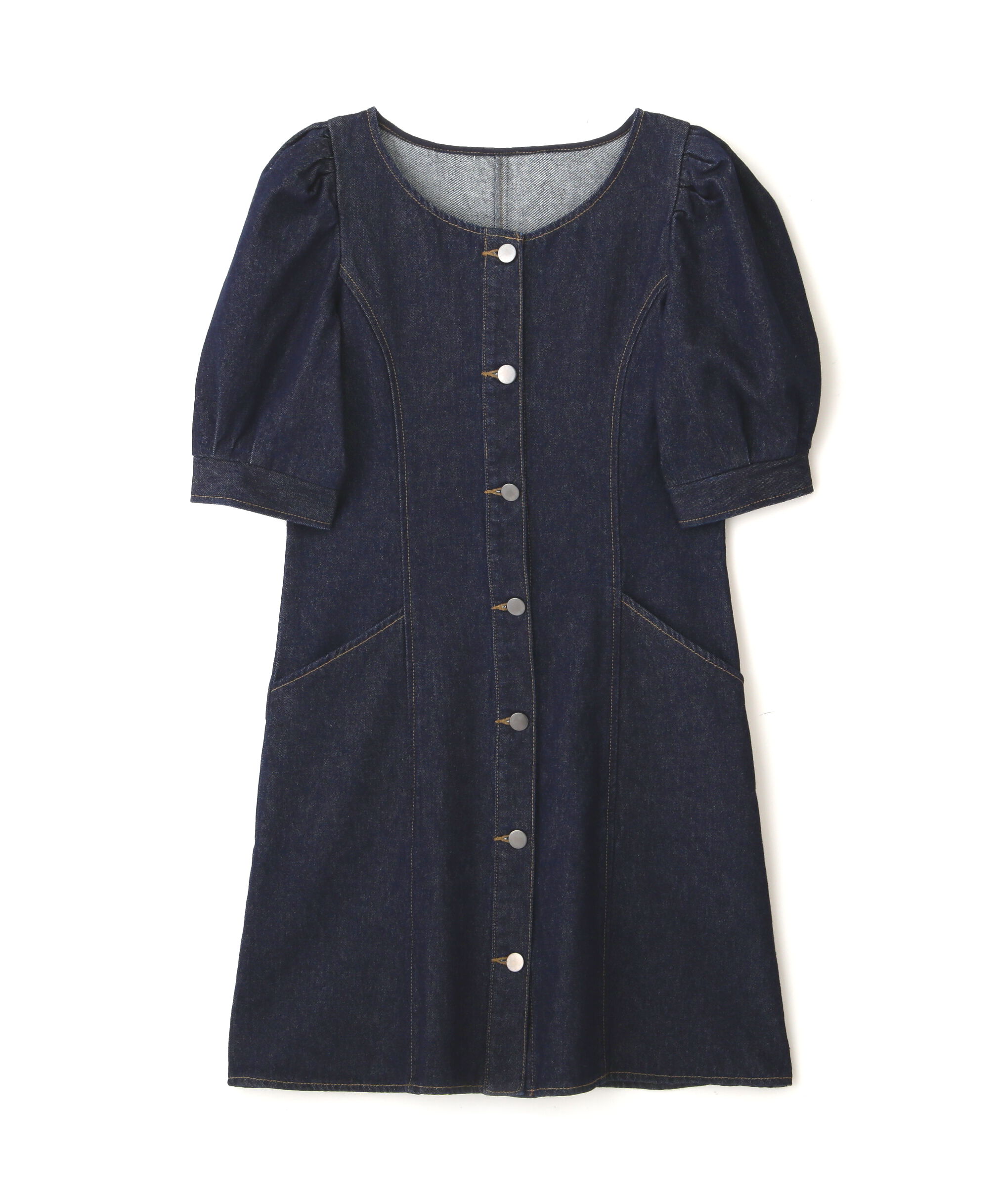  「クルーネックデニムミニワンピース」|ワンピース|