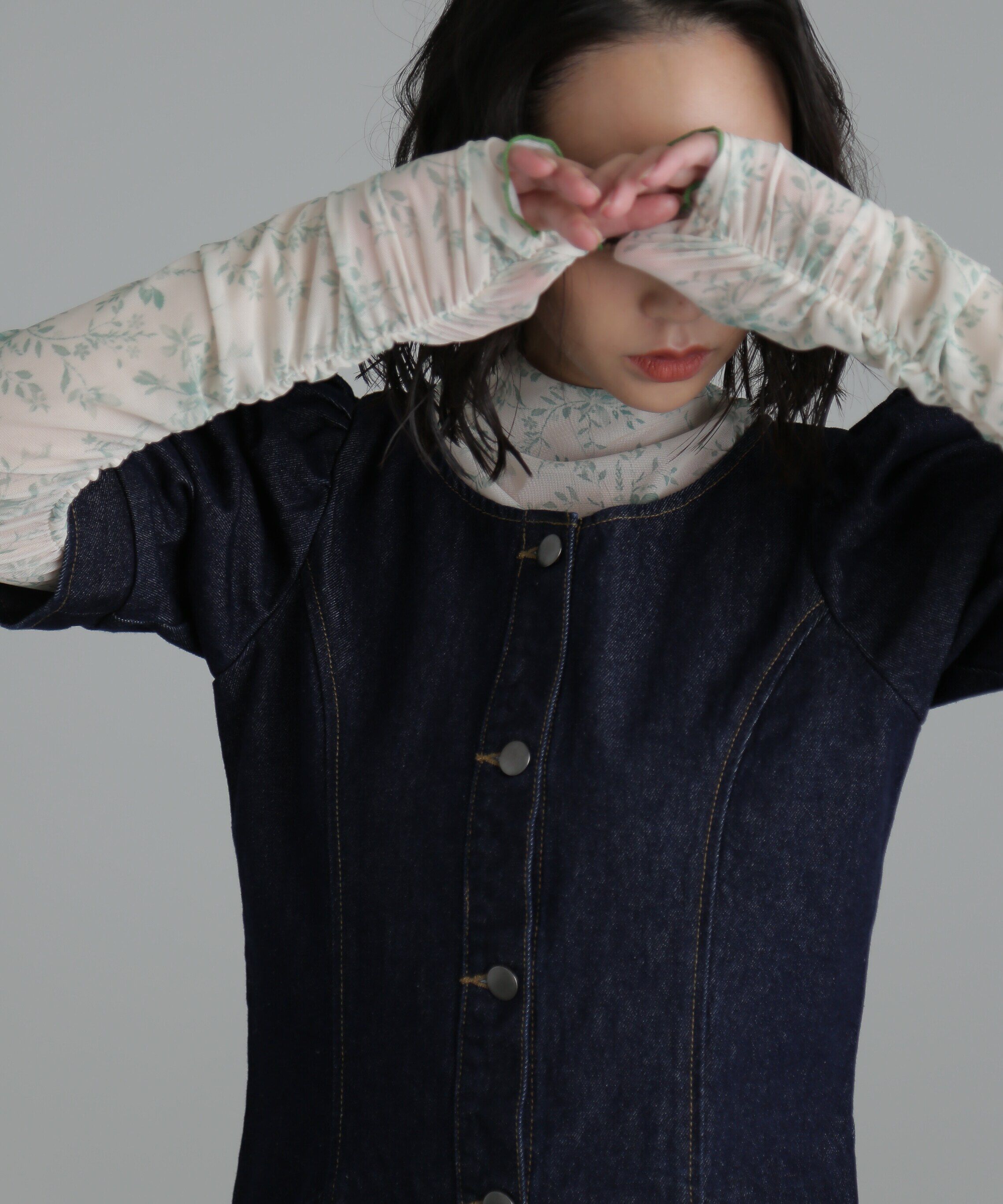  「クルーネックデニムミニワンピース」|ワンピース|