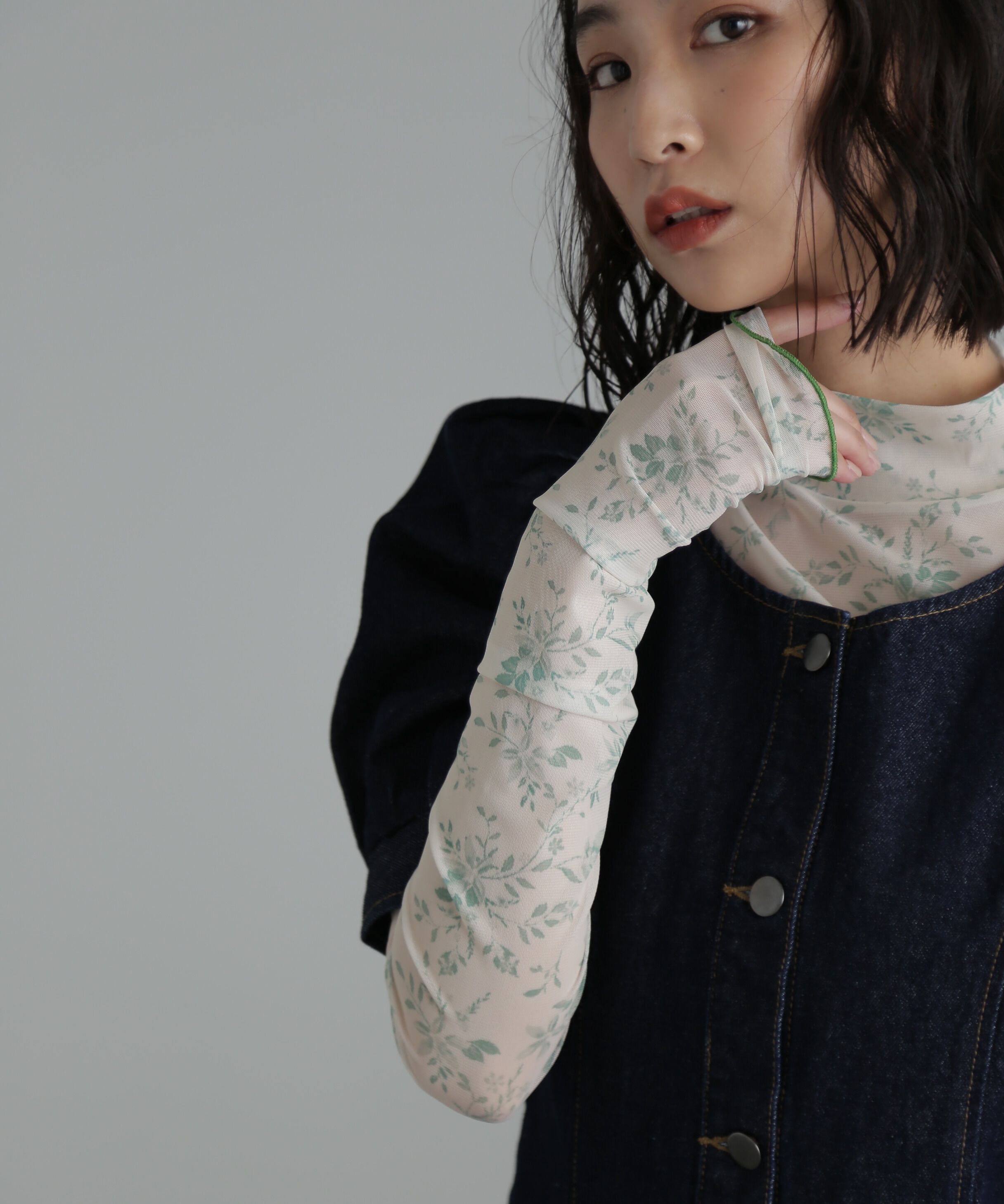  「クルーネックデニムミニワンピース」|ワンピース|