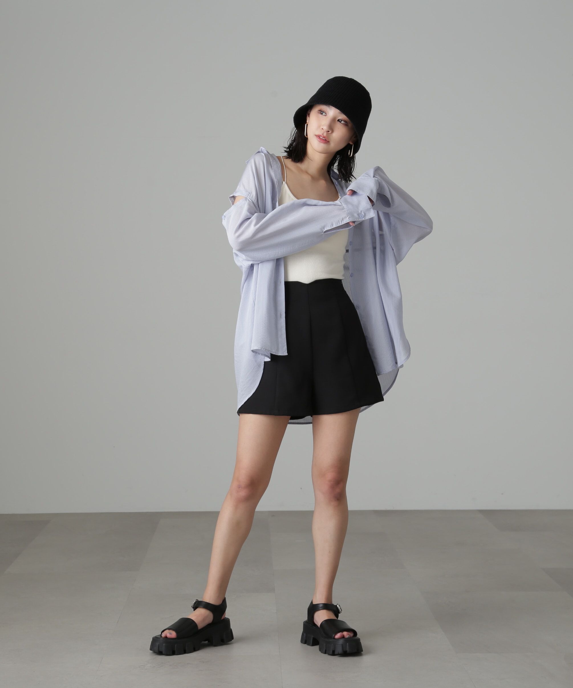  「ハイウエストギンガムショートパンツ」|その他|