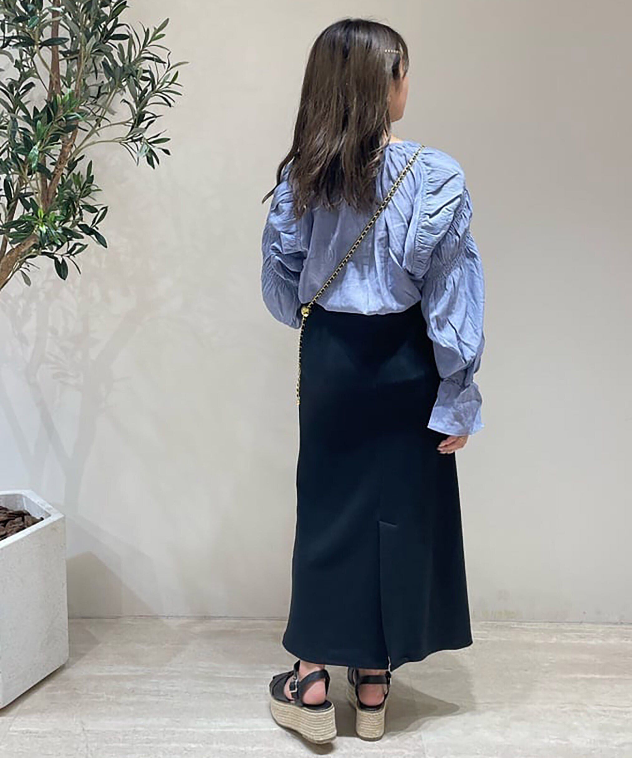  「カップ付リブカットソーナローキャミワンピース」|ワンピース|