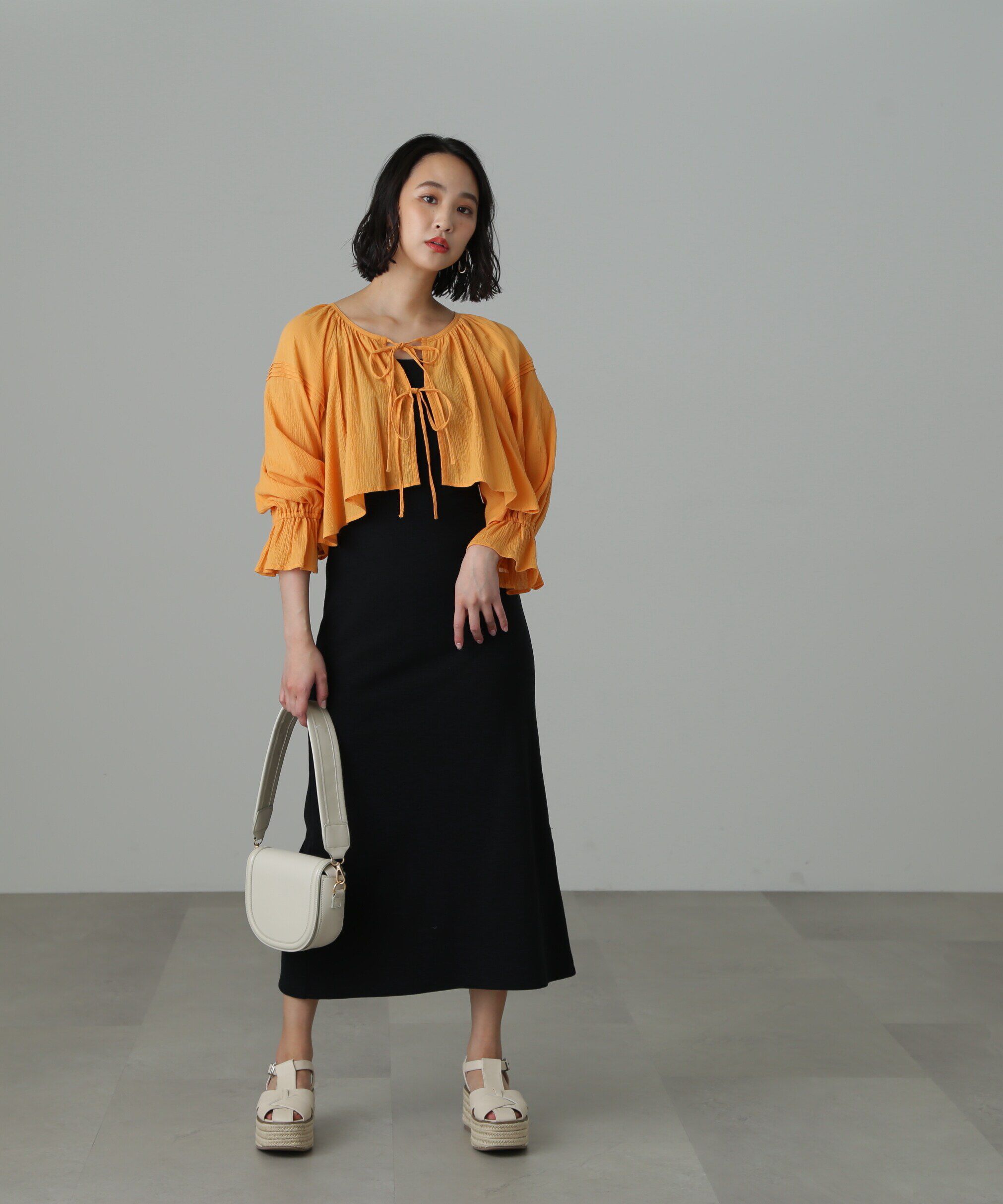  「カップ付リブカットソーナローキャミワンピース」|ワンピース|