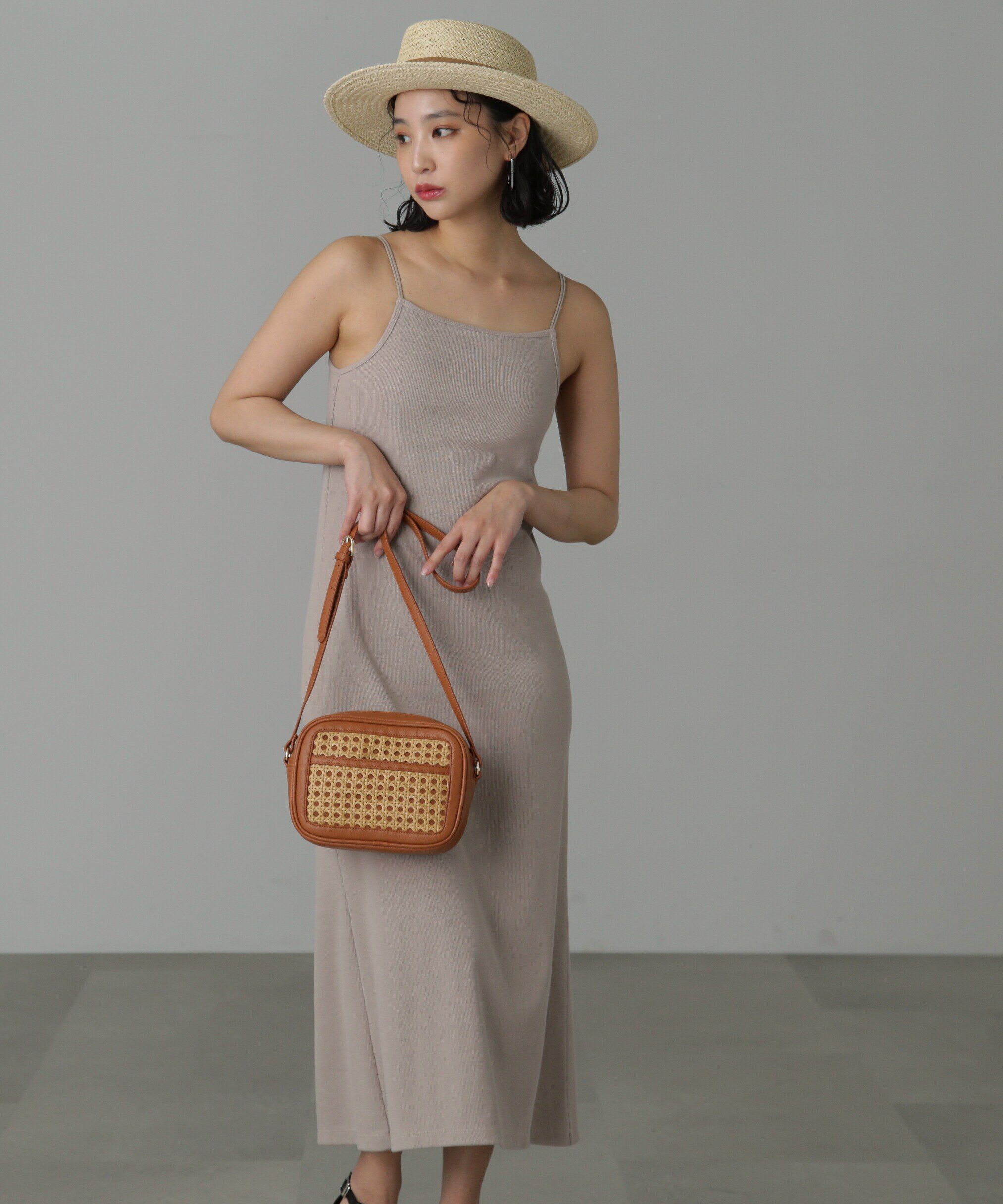  「カップ付リブカットソーナローキャミワンピース」|ワンピース|