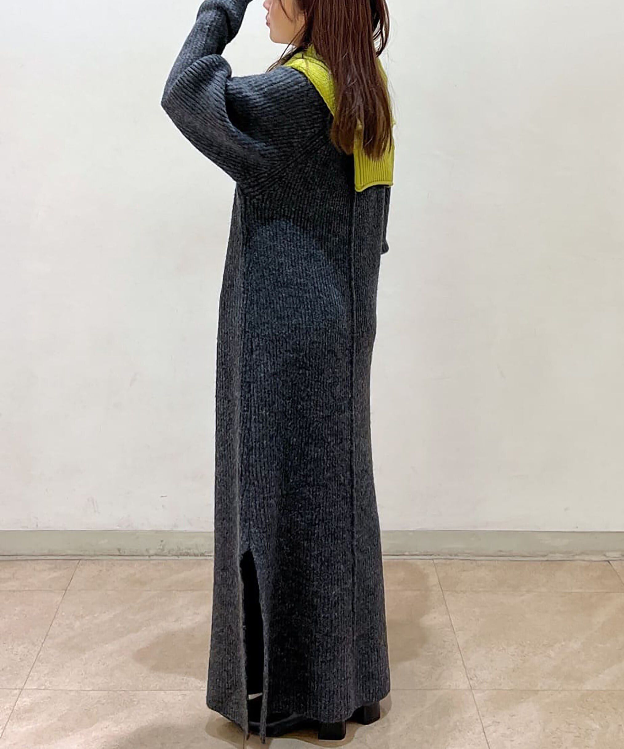  「ボリュームスリーブ畦ニットワンピース」|ワンピース|