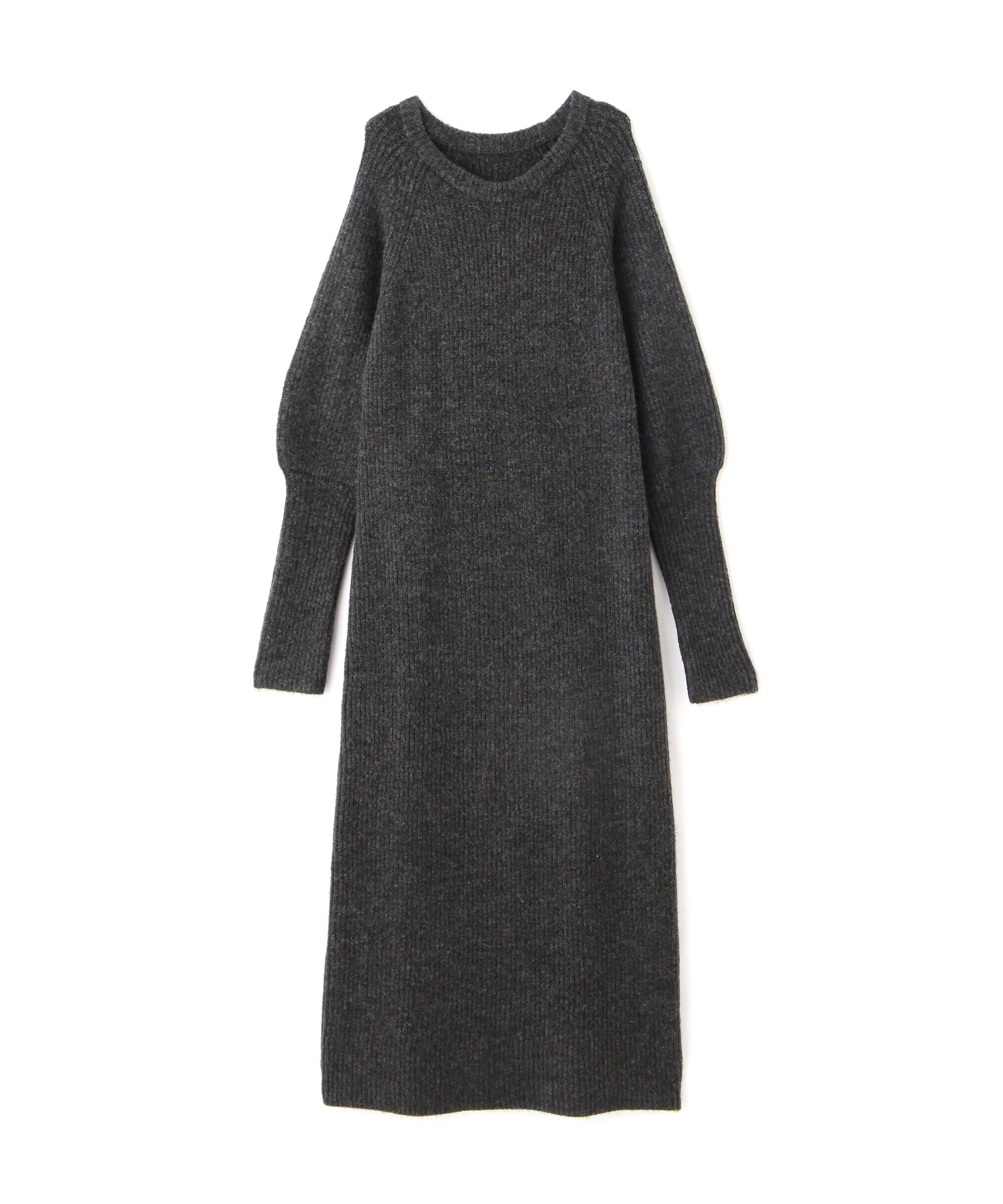  「ボリュームスリーブ畦ニットワンピース」|ワンピース|