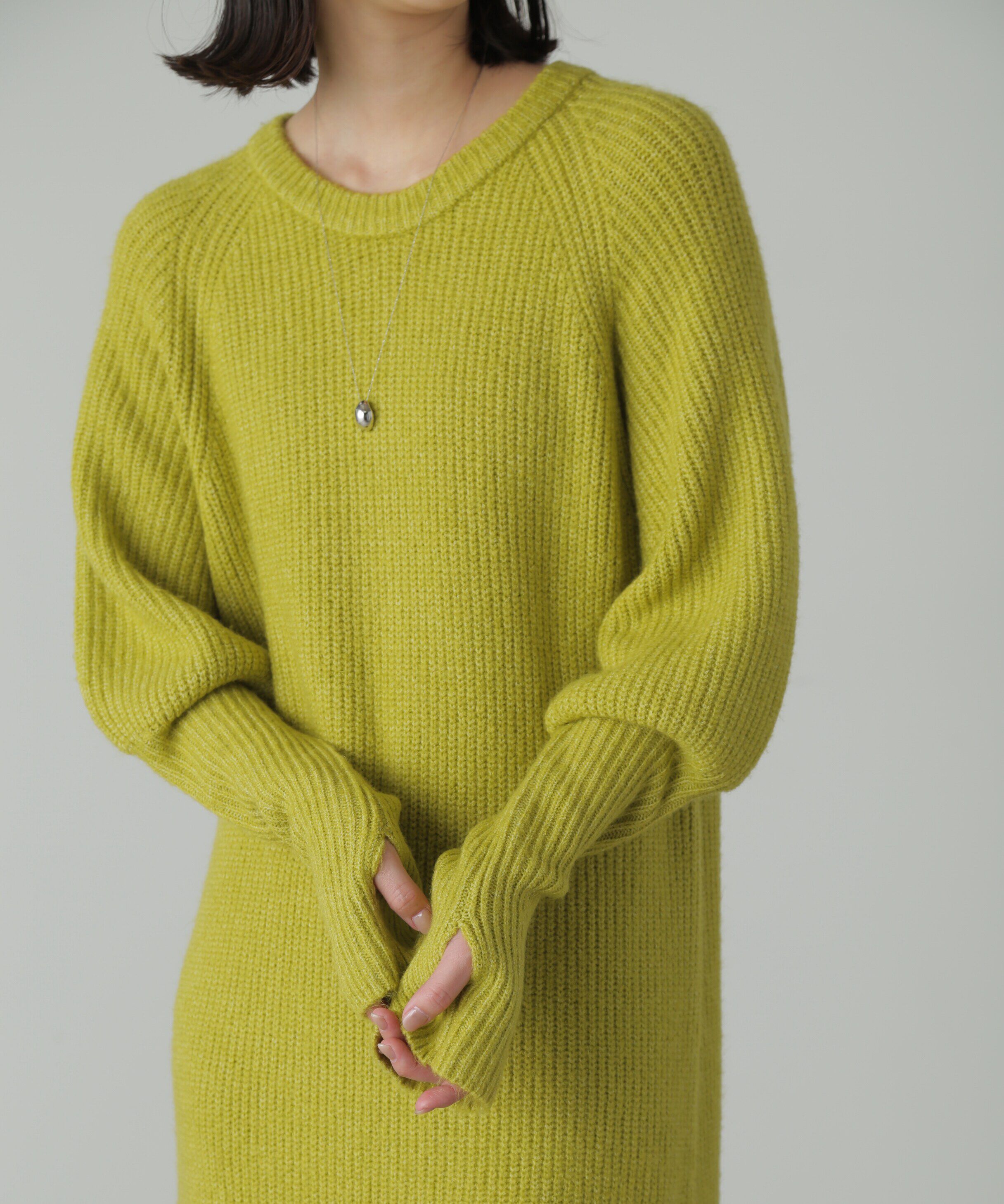  「ボリュームスリーブ畦ニットワンピース」|ワンピース|