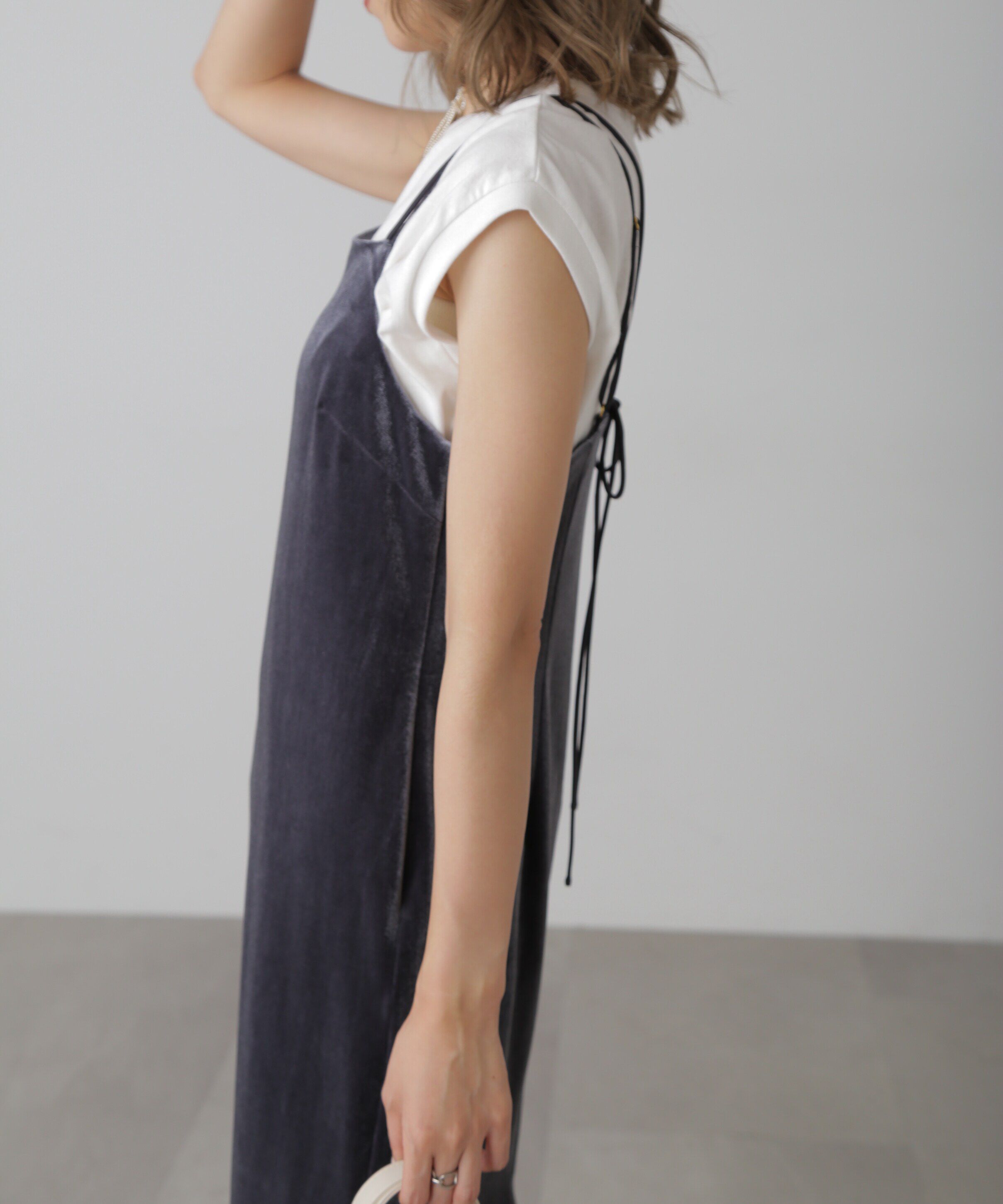  「2ストラップベロアキャミワンピース」|ワンピース|