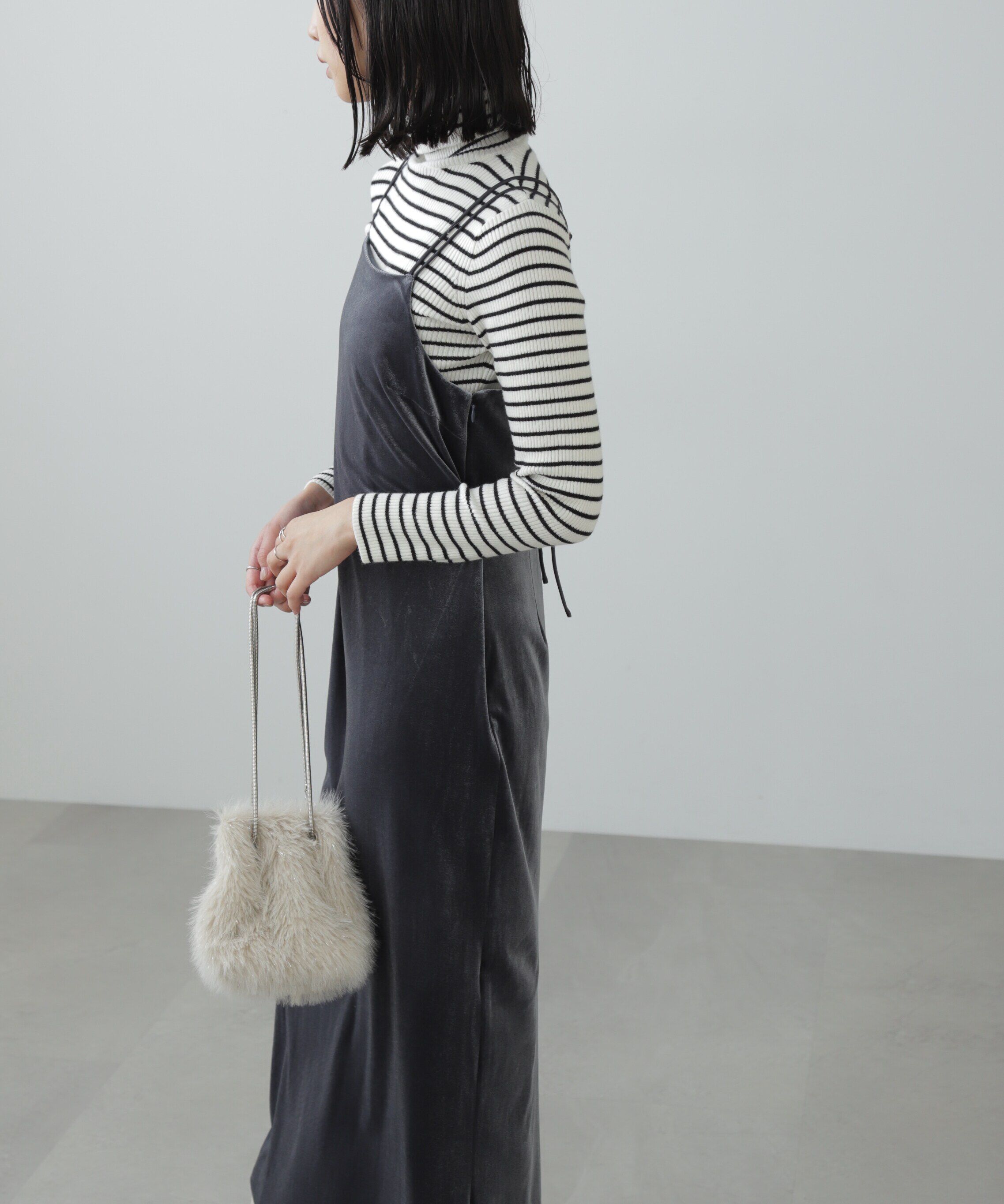  「2ストラップベロアキャミワンピース」|ワンピース|