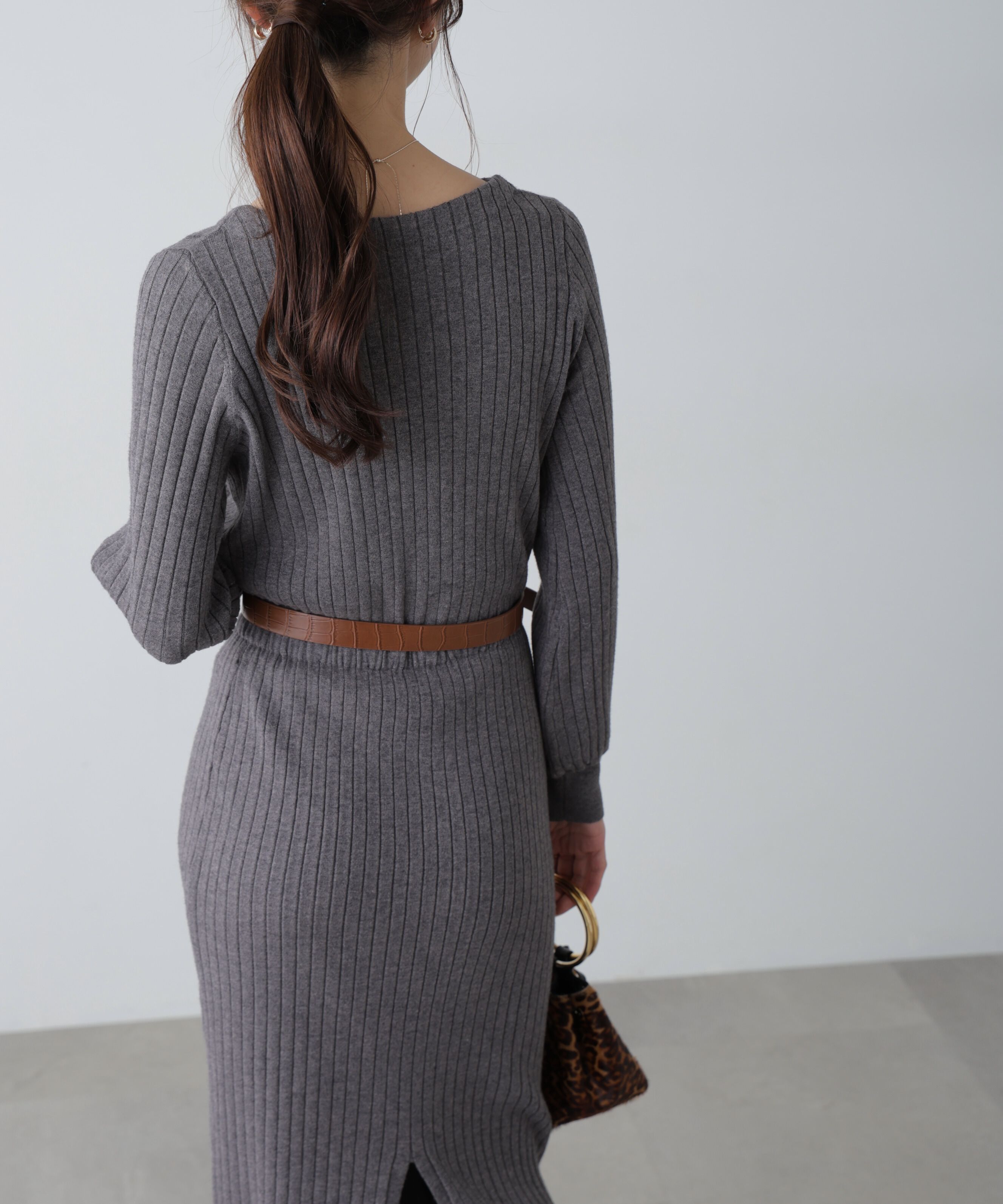  「ボートネックニットワンピース」|ワンピース|