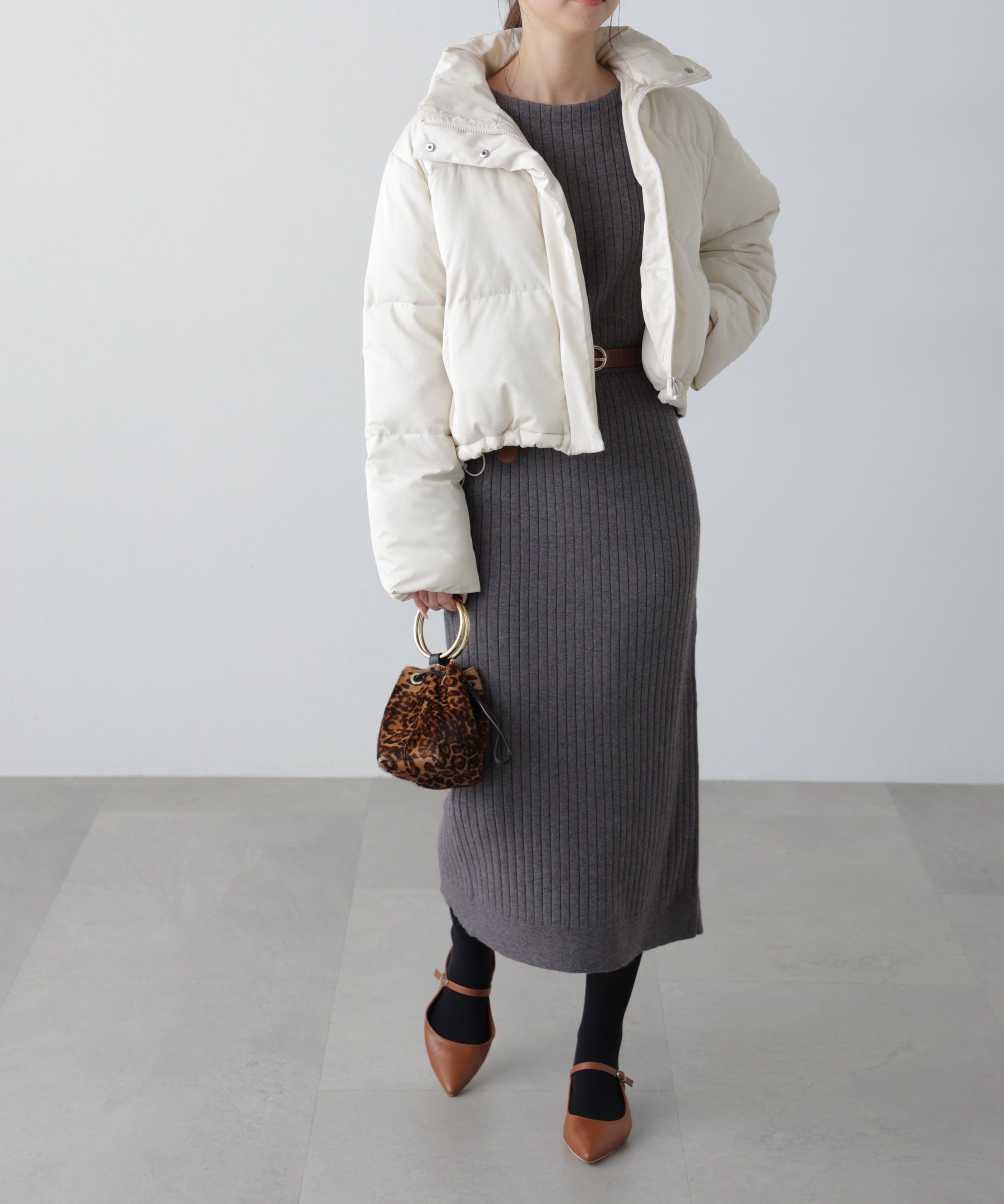  「ボートネックニットワンピース」|ワンピース|