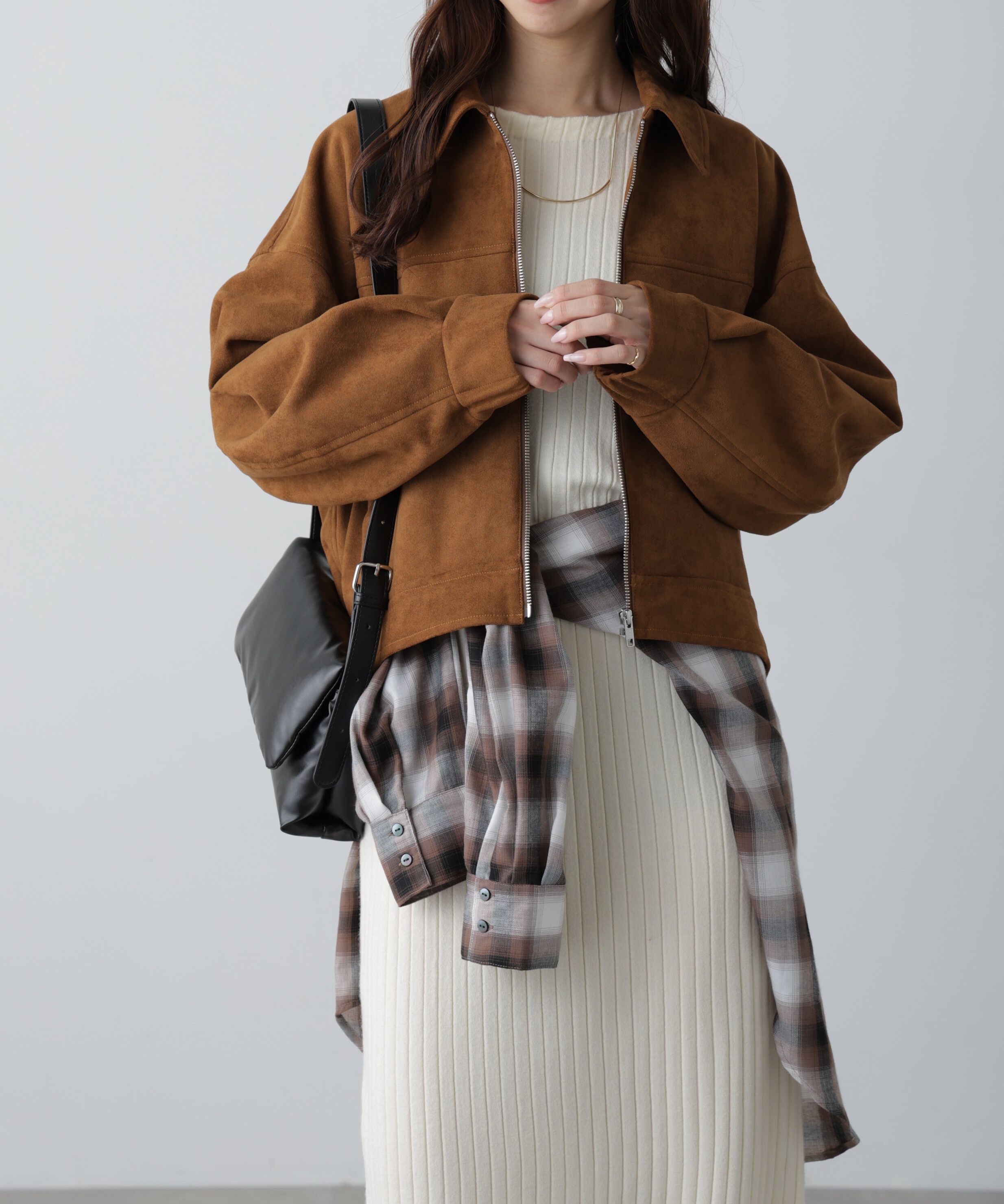  「ボートネックニットワンピース」|ワンピース|