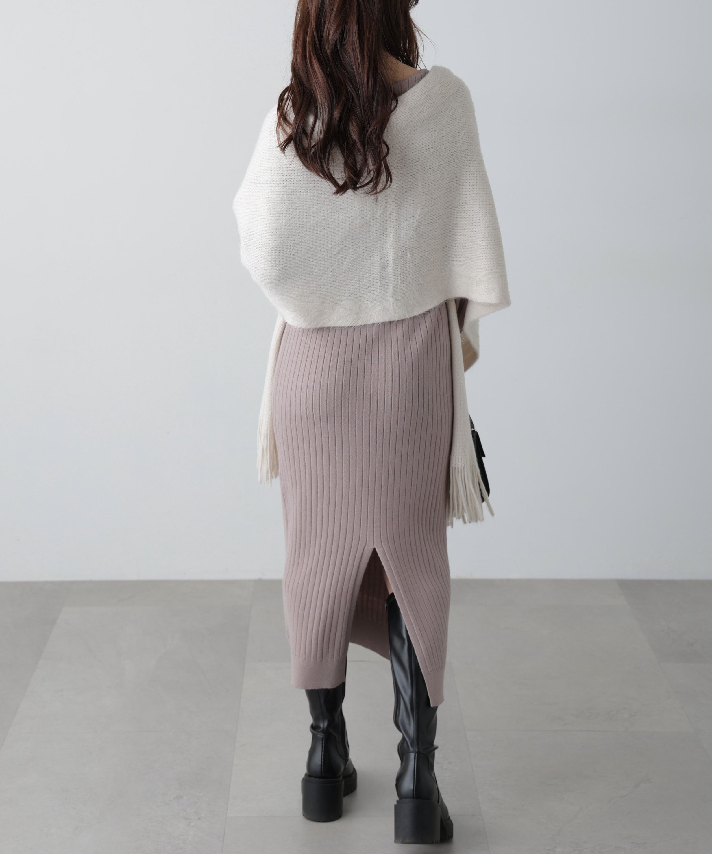  「ボートネックニットワンピース」|ワンピース|