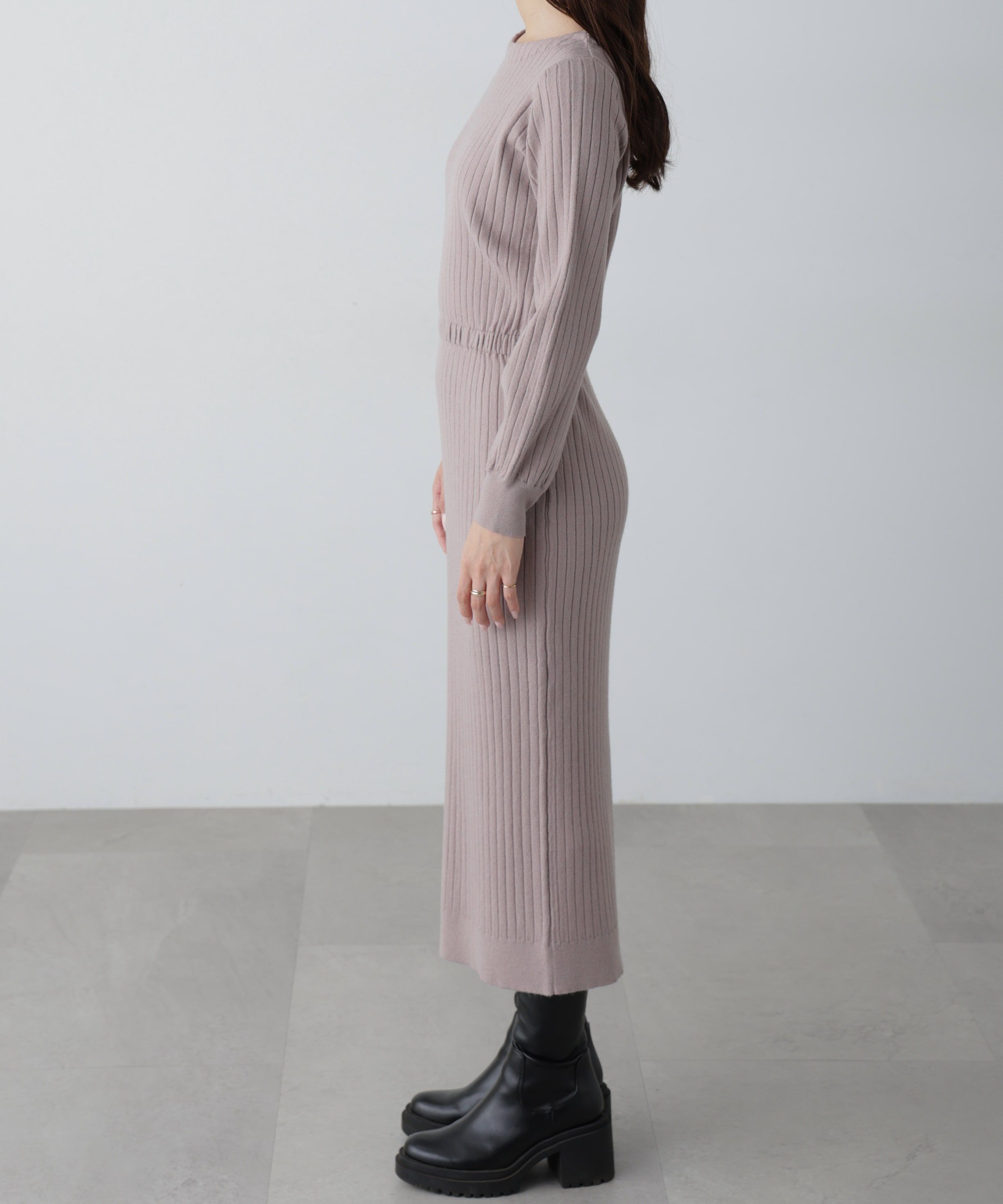  「ボートネックニットワンピース」|ワンピース|