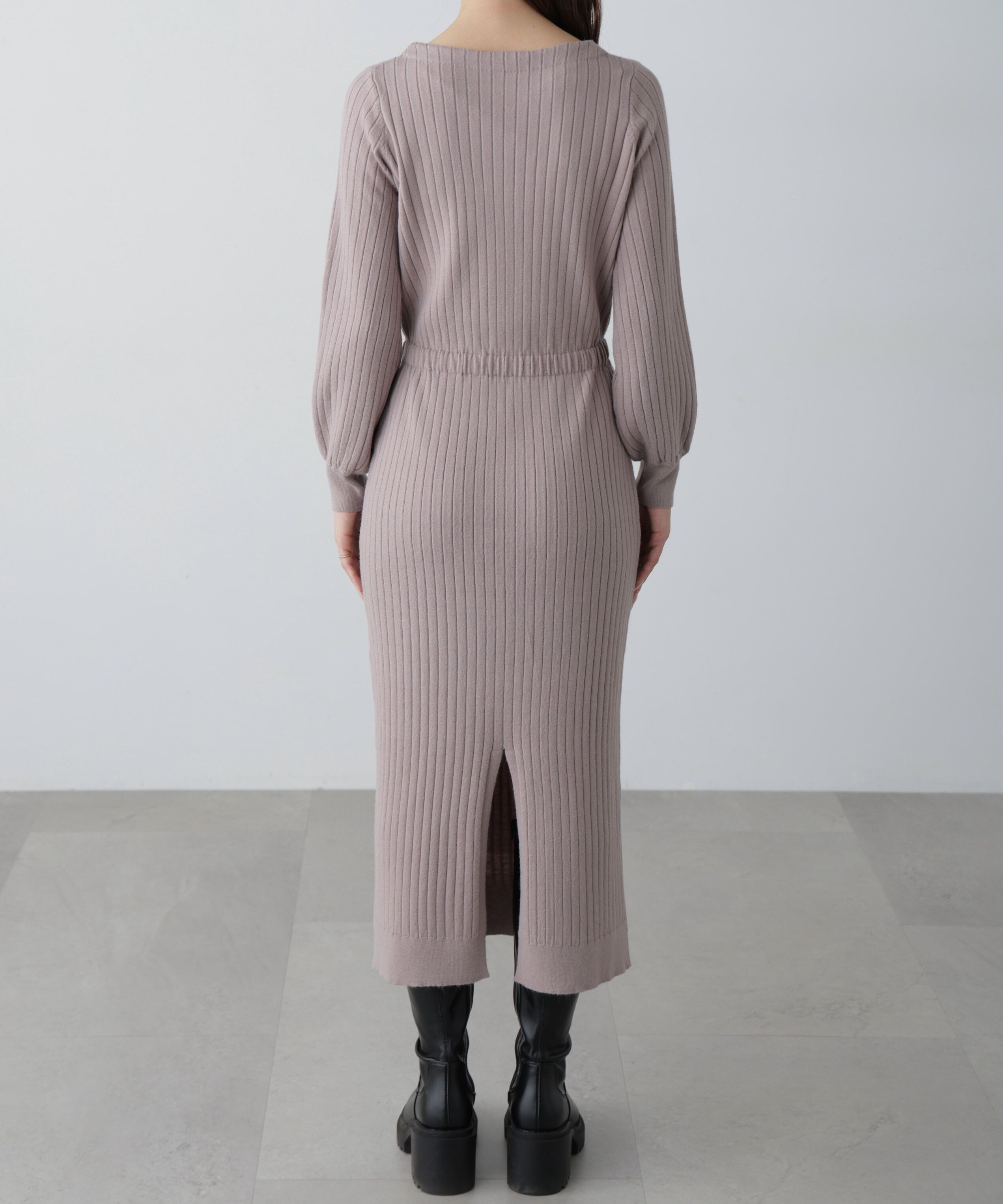  「ボートネックニットワンピース」|ワンピース|