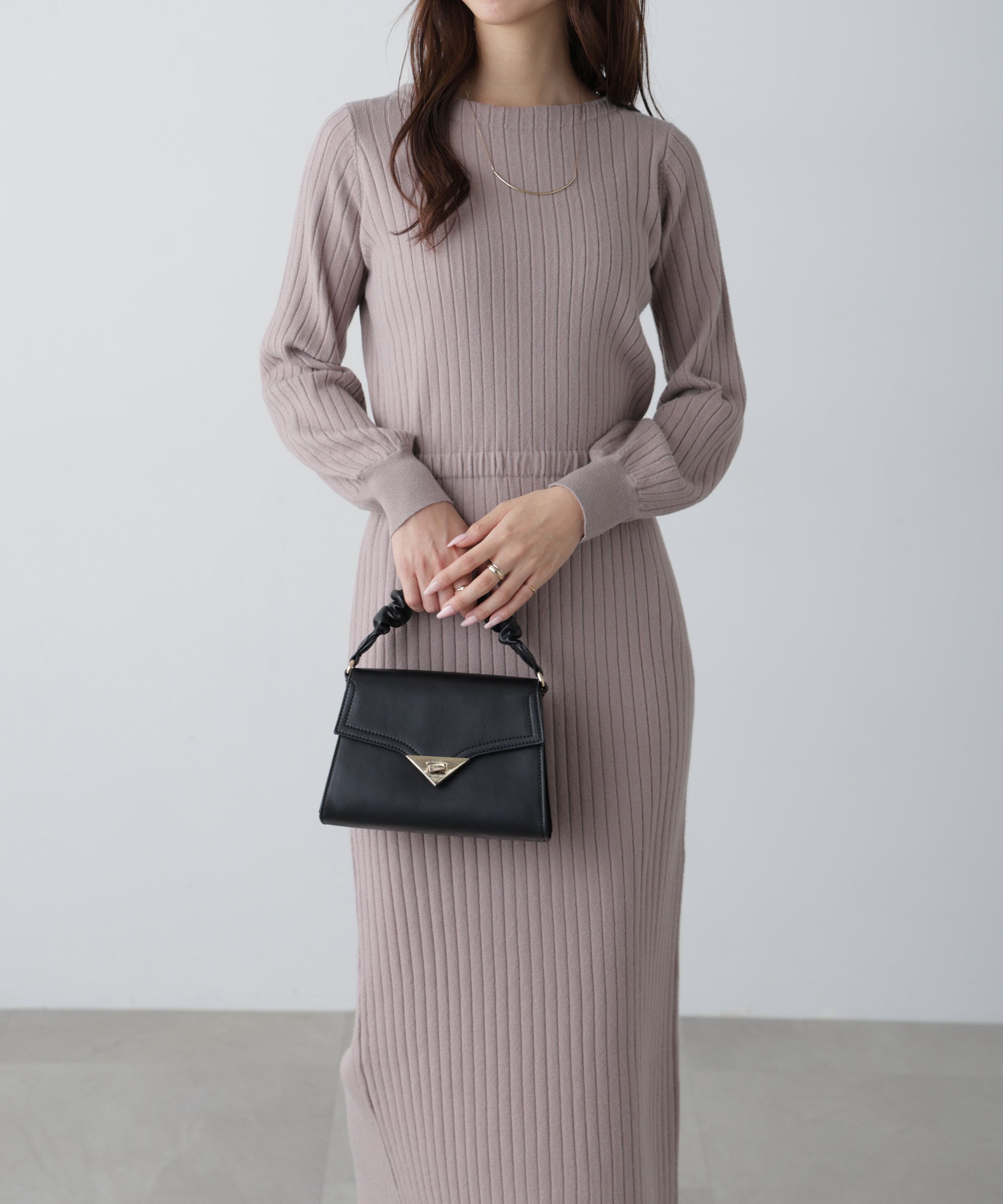  「ボートネックニットワンピース」|ワンピース|