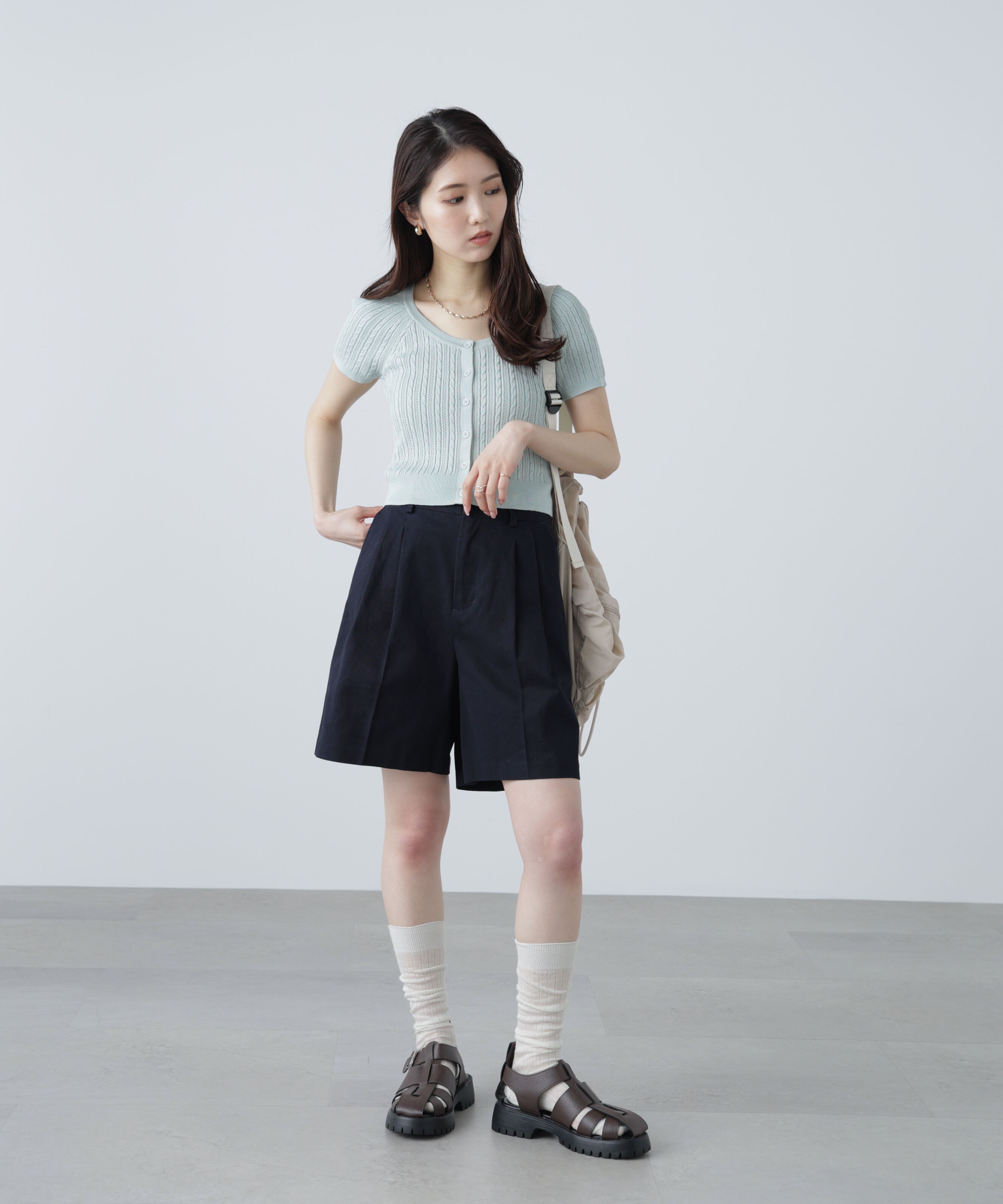  「ミニケーブルショートカーディガン」|ニット・セーター|