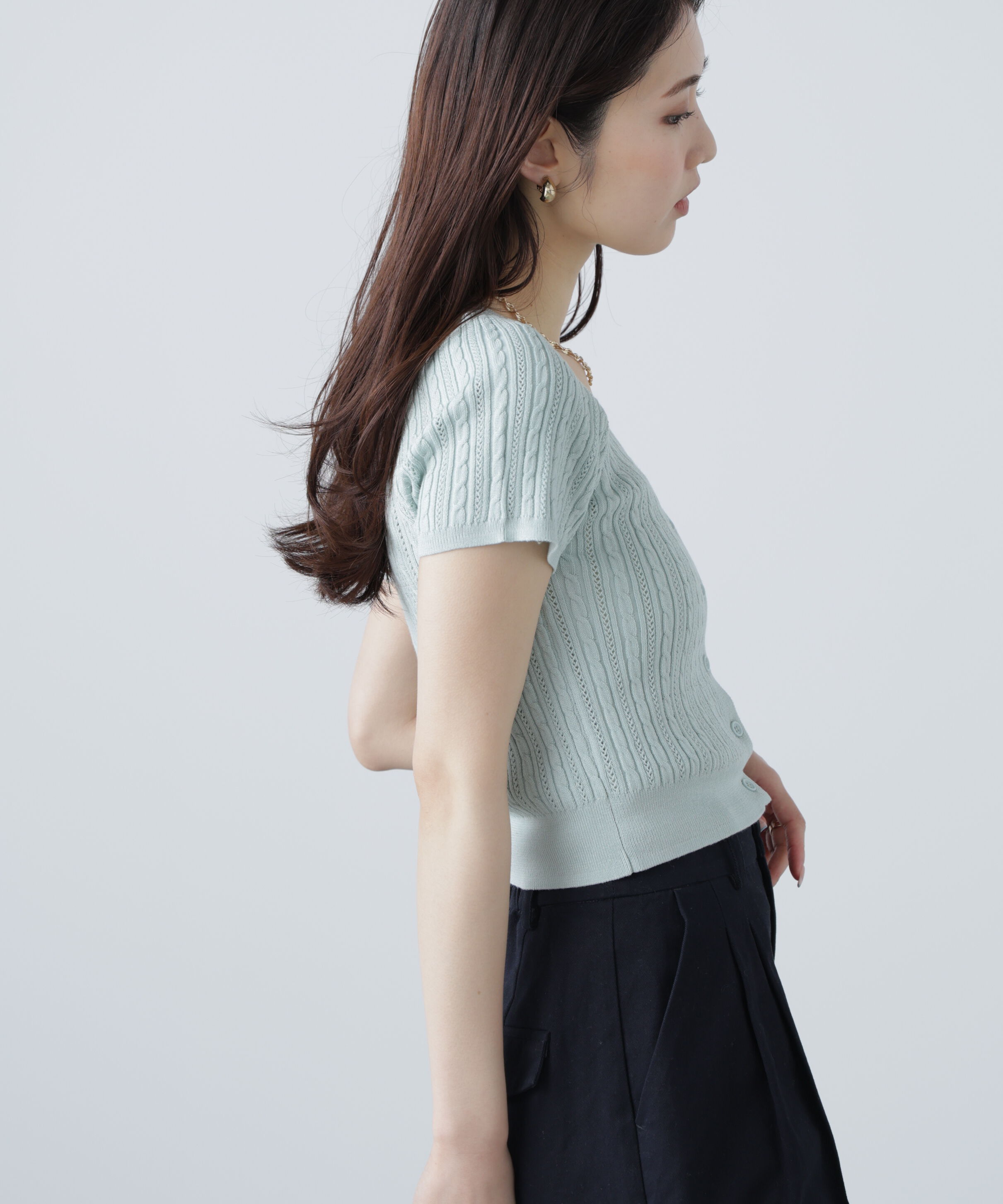  「ミニケーブルショートカーディガン」|ニット・セーター|