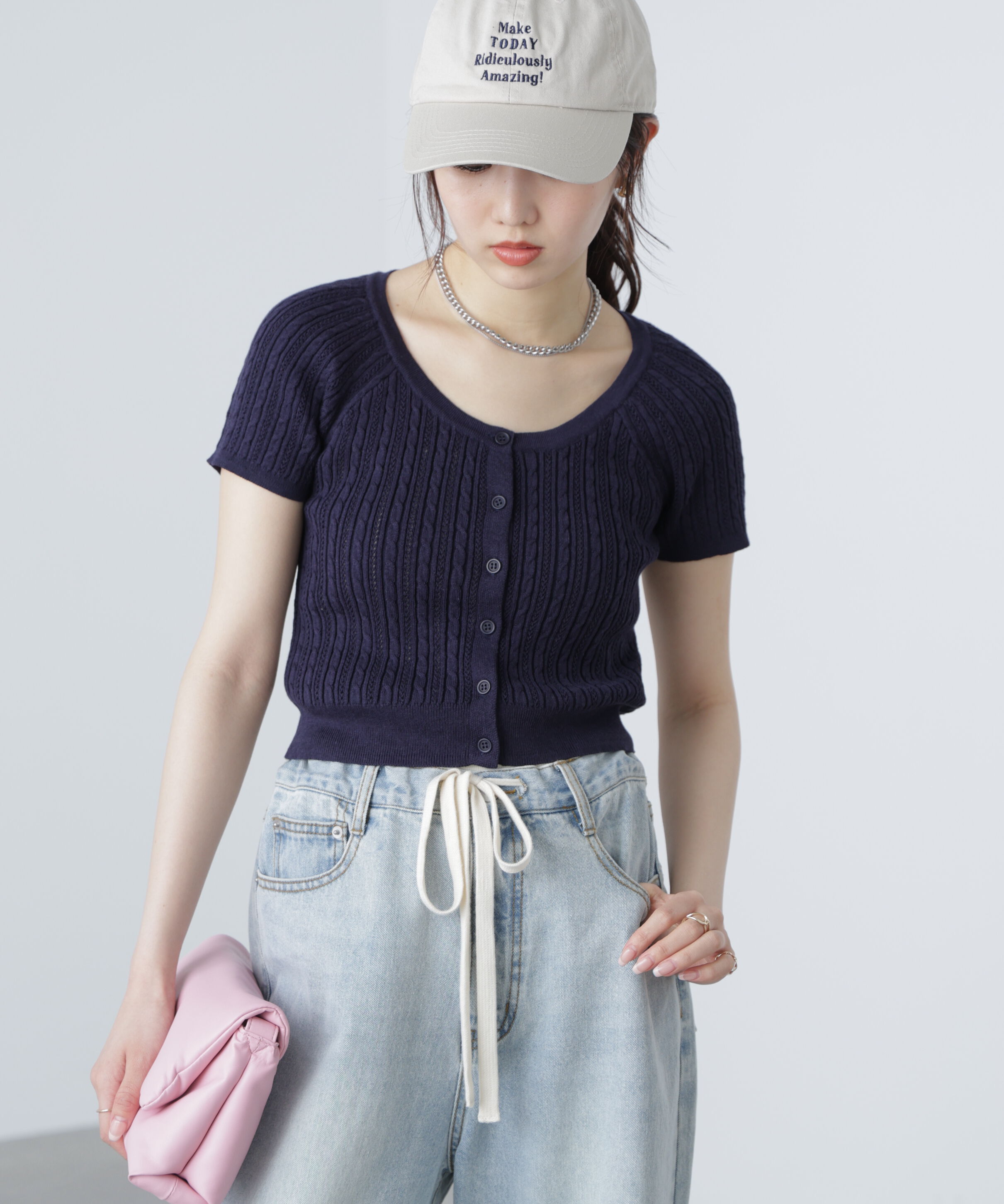  「ミニケーブルショートカーディガン」|ニット・セーター|