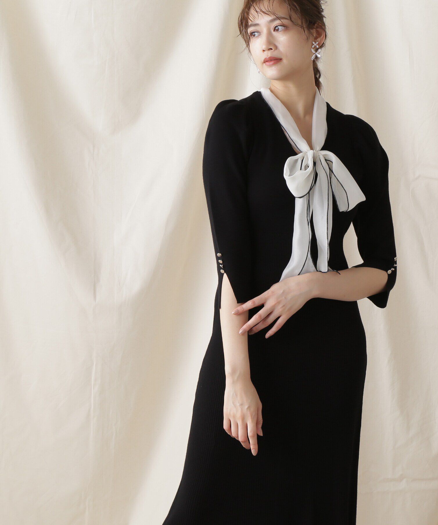  「メロ―ボウタイマーメイドニットワンピース」|ワンピース|