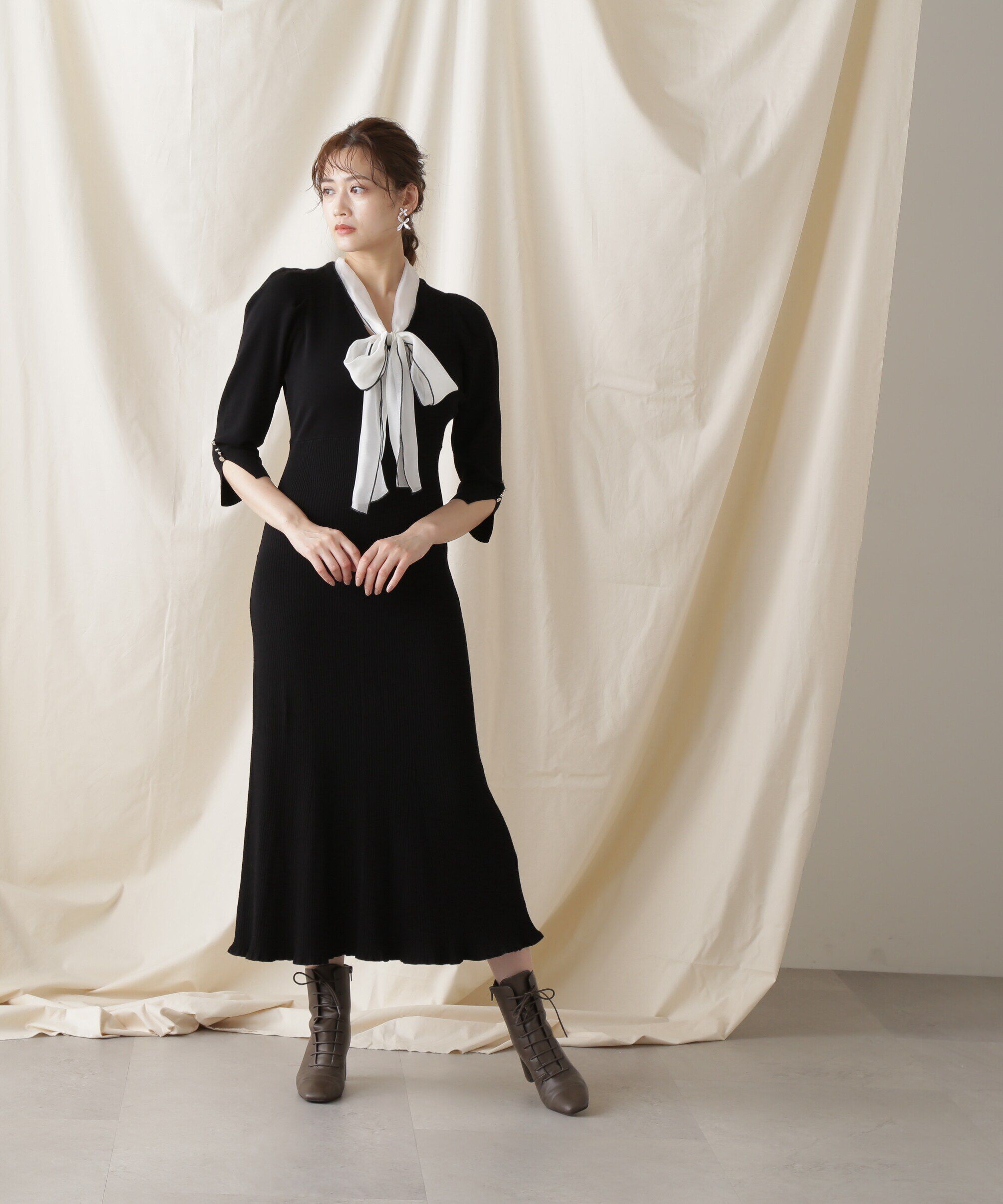  「メロ―ボウタイマーメイドニットワンピース」|ワンピース|