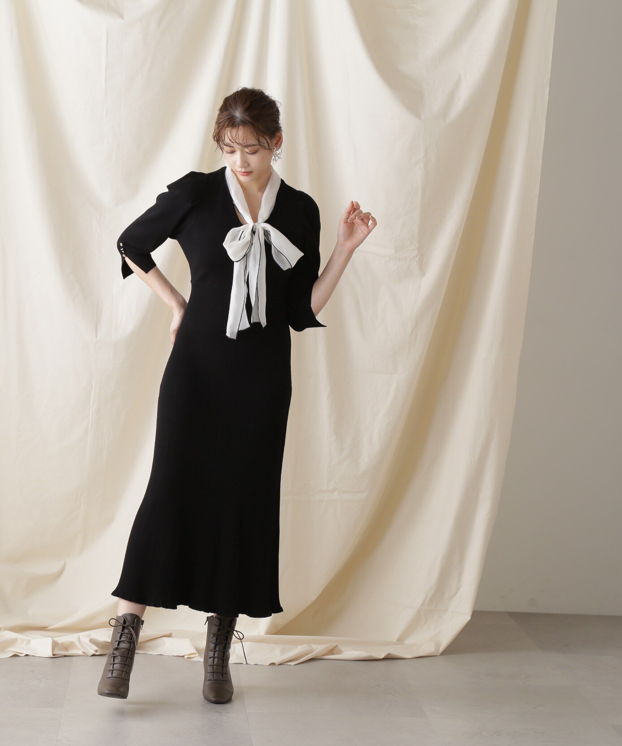  「メロ―ボウタイマーメイドニットワンピース」|ワンピース|