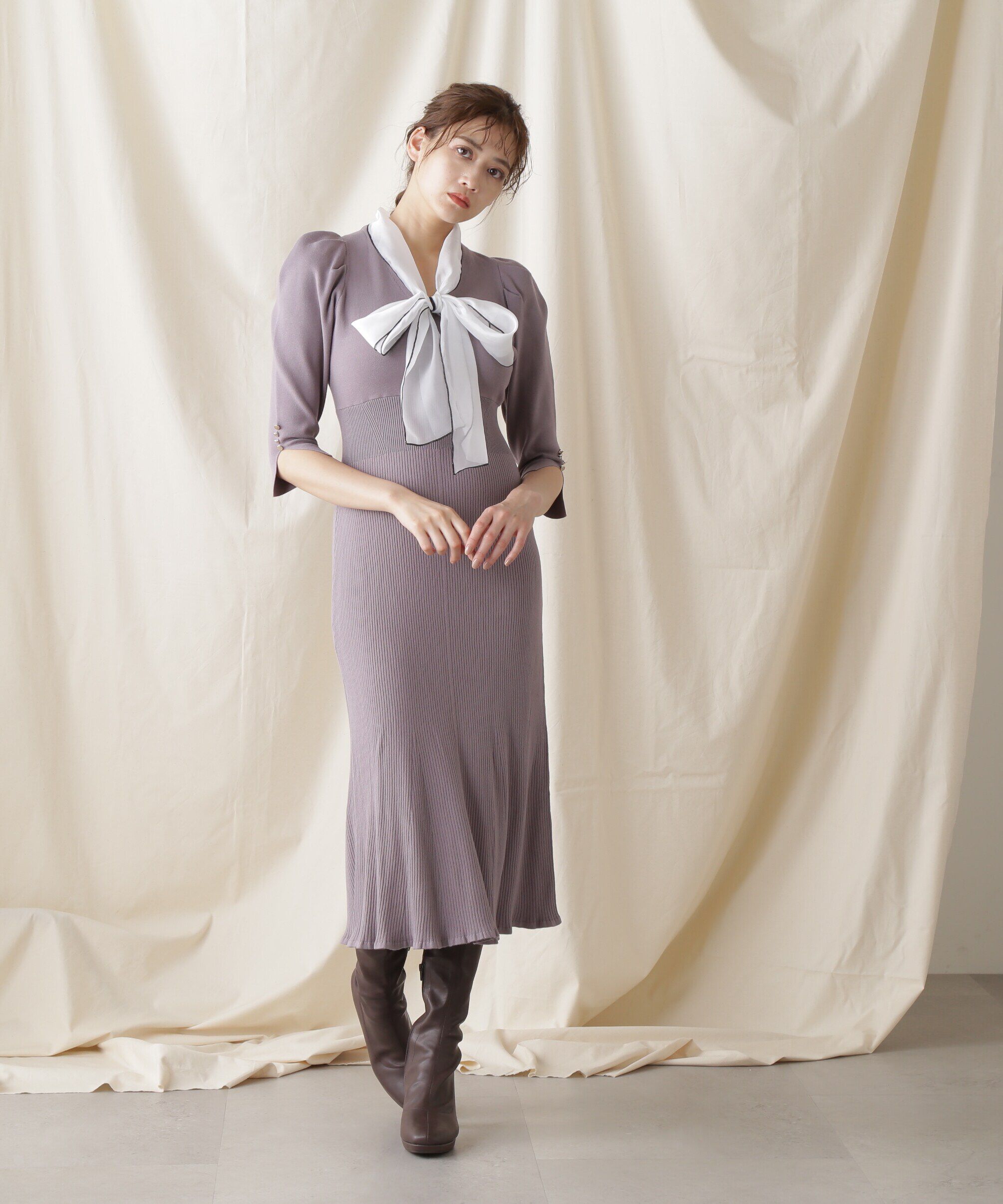  「メロ―ボウタイマーメイドニットワンピース」|ワンピース|